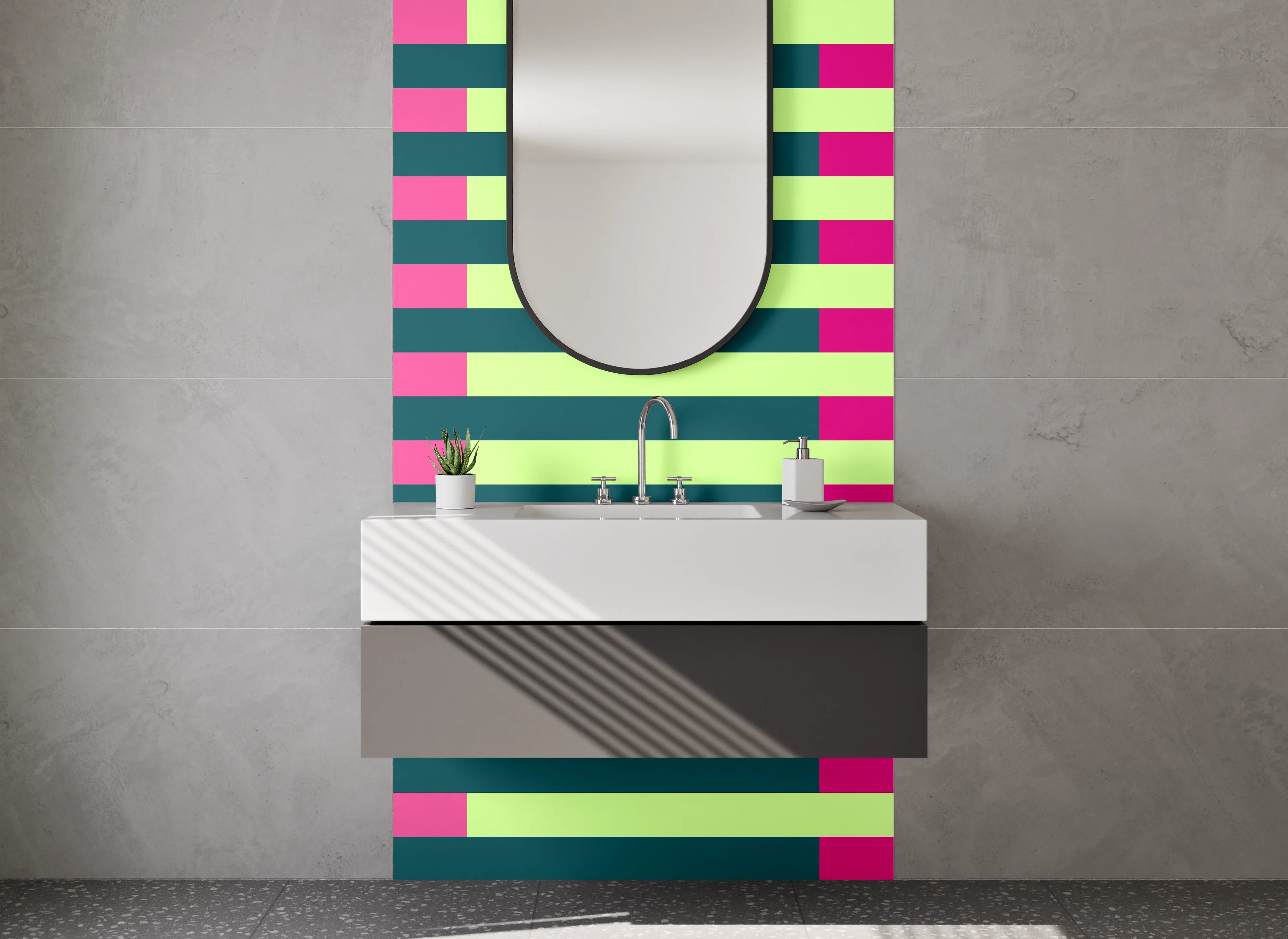 Waschbecken-Rückwand - Bunte Linienmuster in Pastellfarben