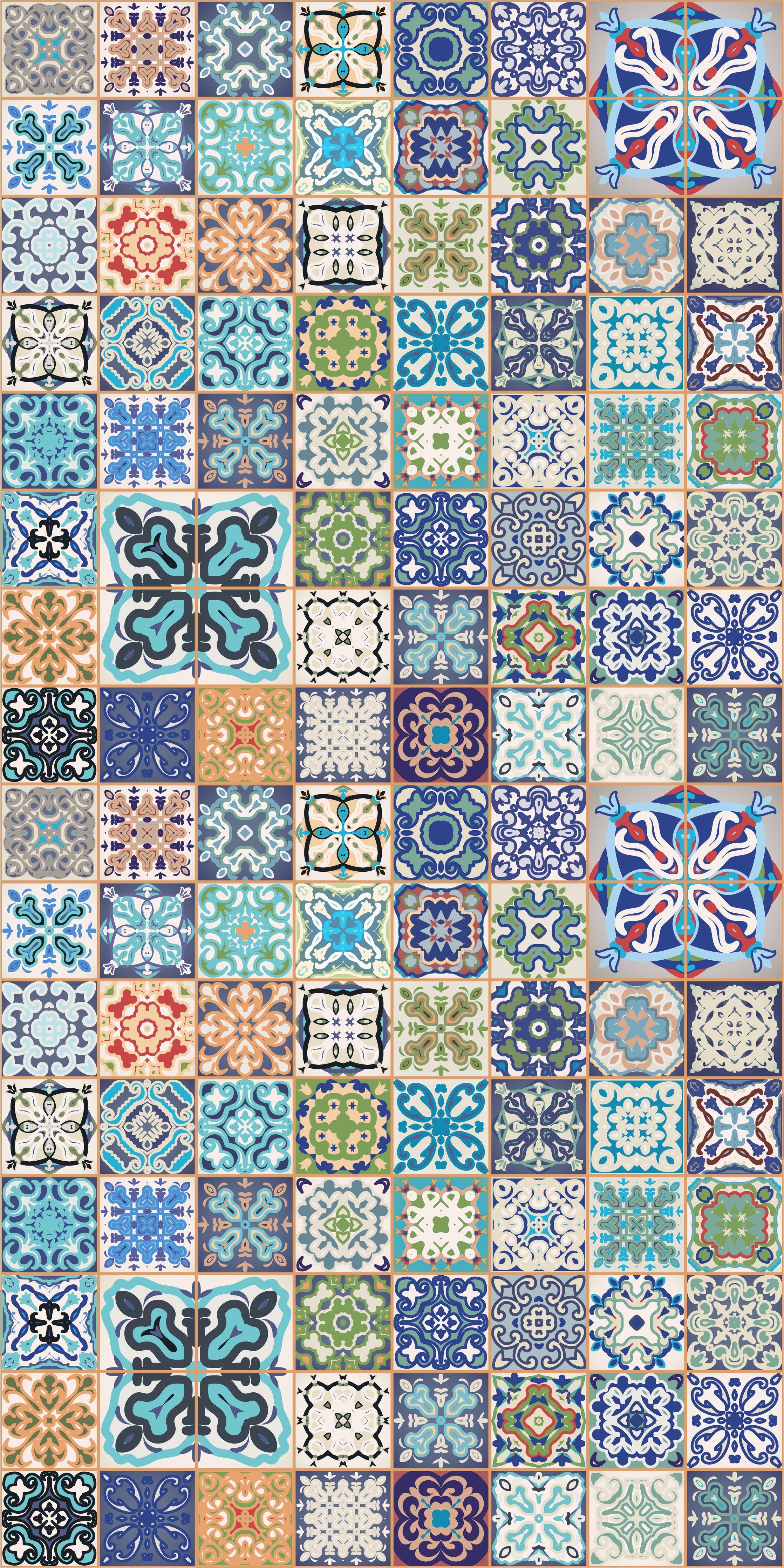 Waschbecken-Rückwand-Bunte Retro Fliesen Mosaikmix