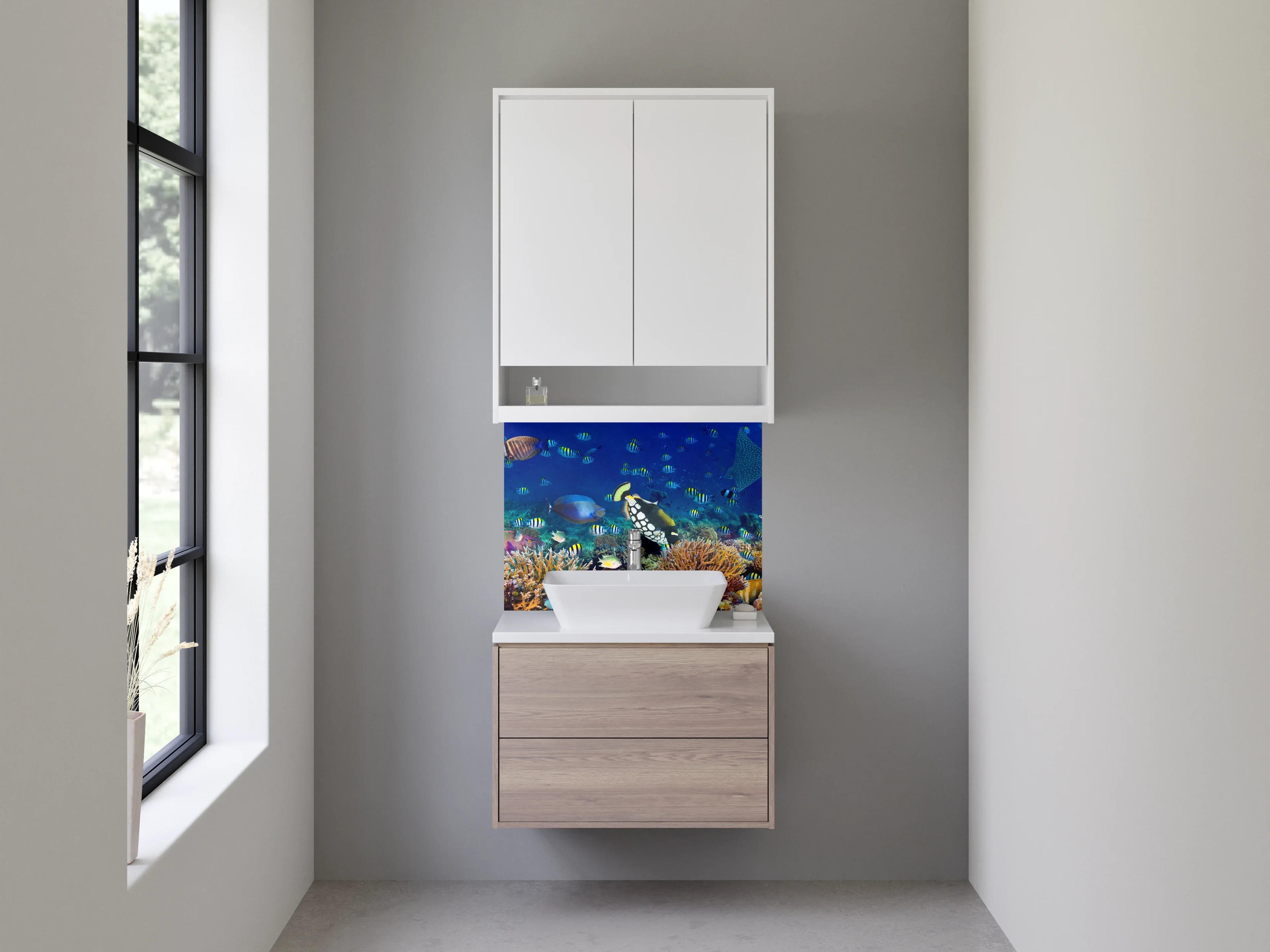 Waschbecken-Rückwand - Bunte Unterwasserwelt – Fische & Korallen