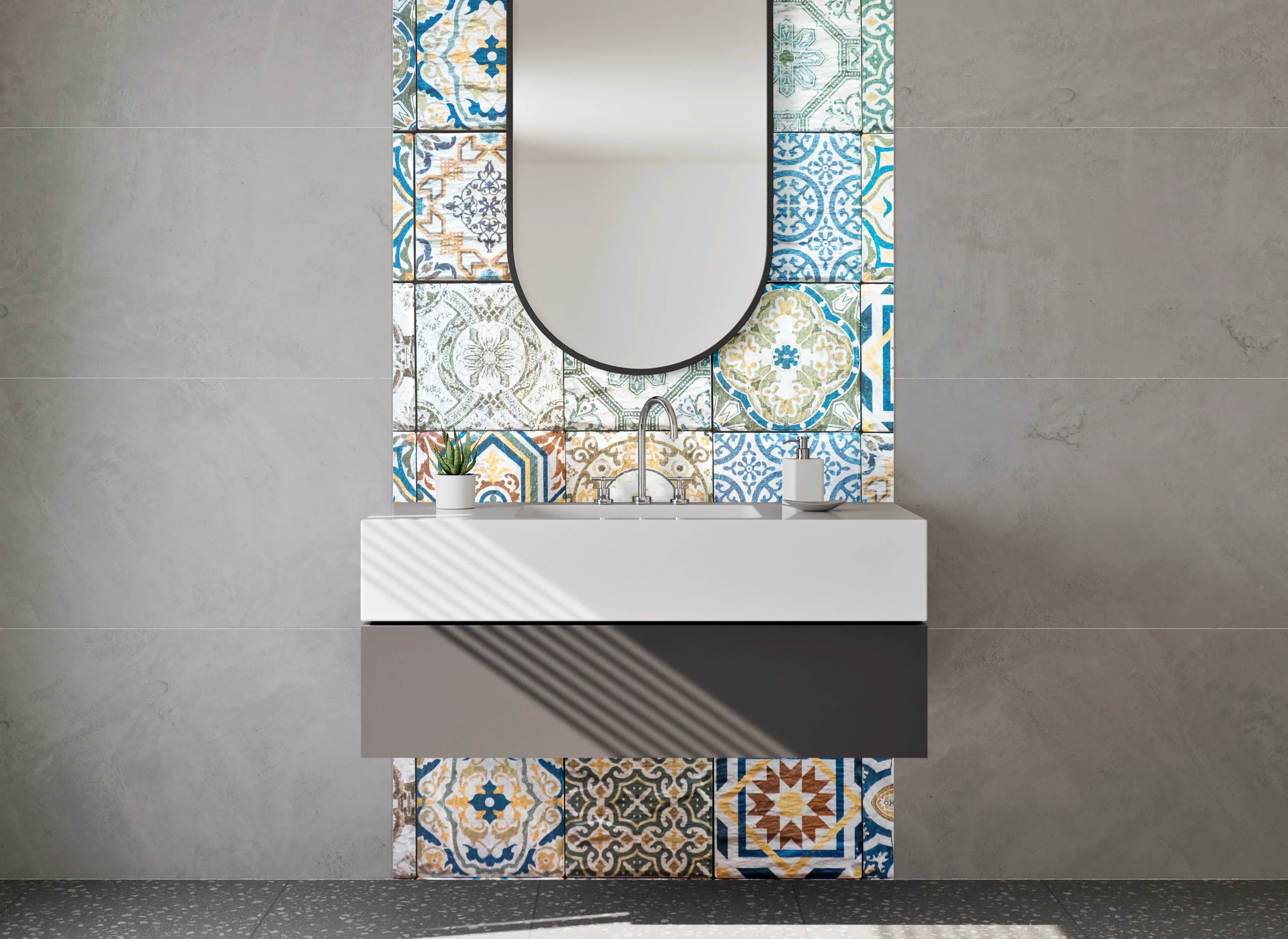 Waschbecken-Rückwand - Bunte Vintage-Mosaikfliesen Musterfliese