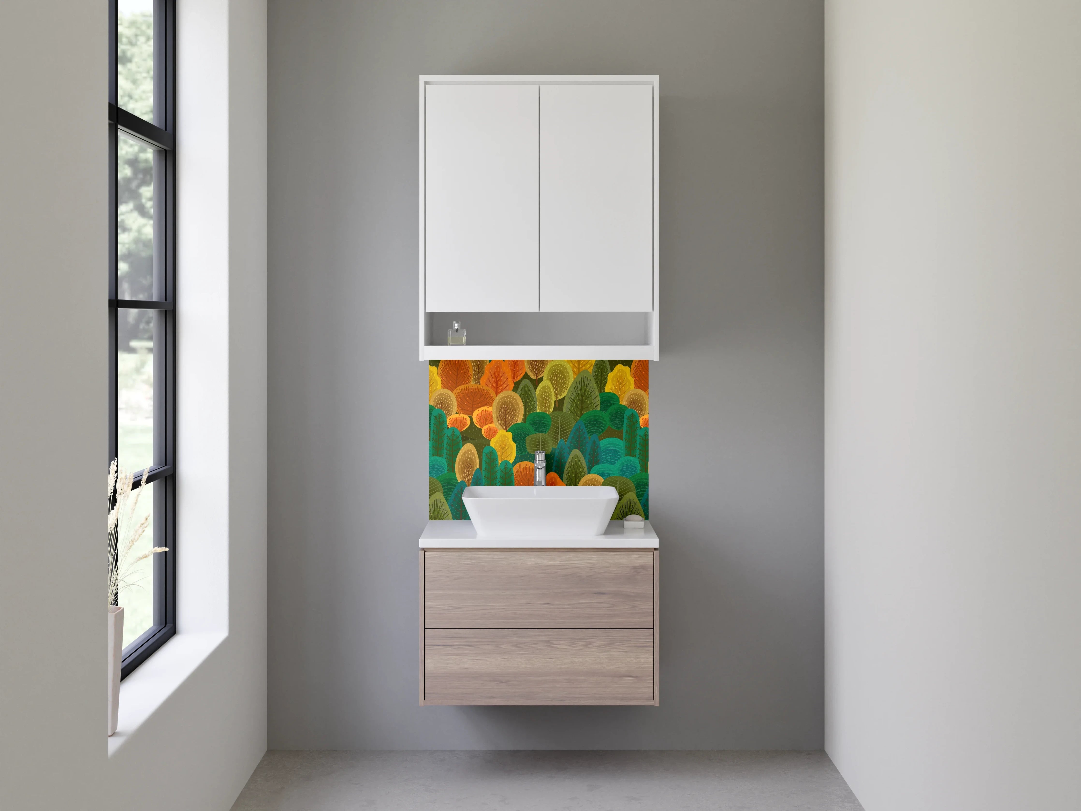 Waschbecken-Rückwand - Bunte Waldlandschaft mit bunten Bäumen