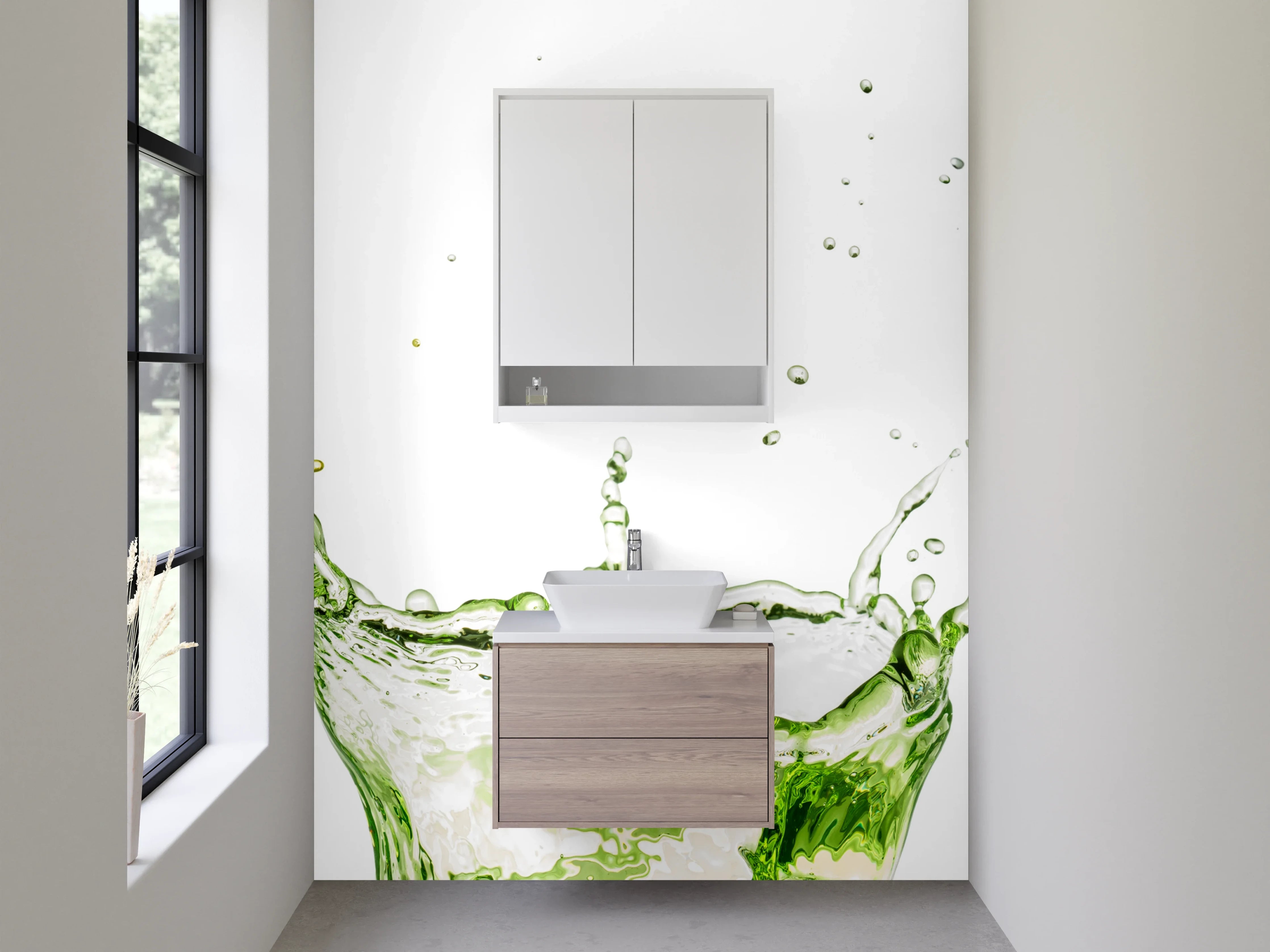Waschbecken-Rückwand - Bunte Wasserspritzer Kunst für Küche