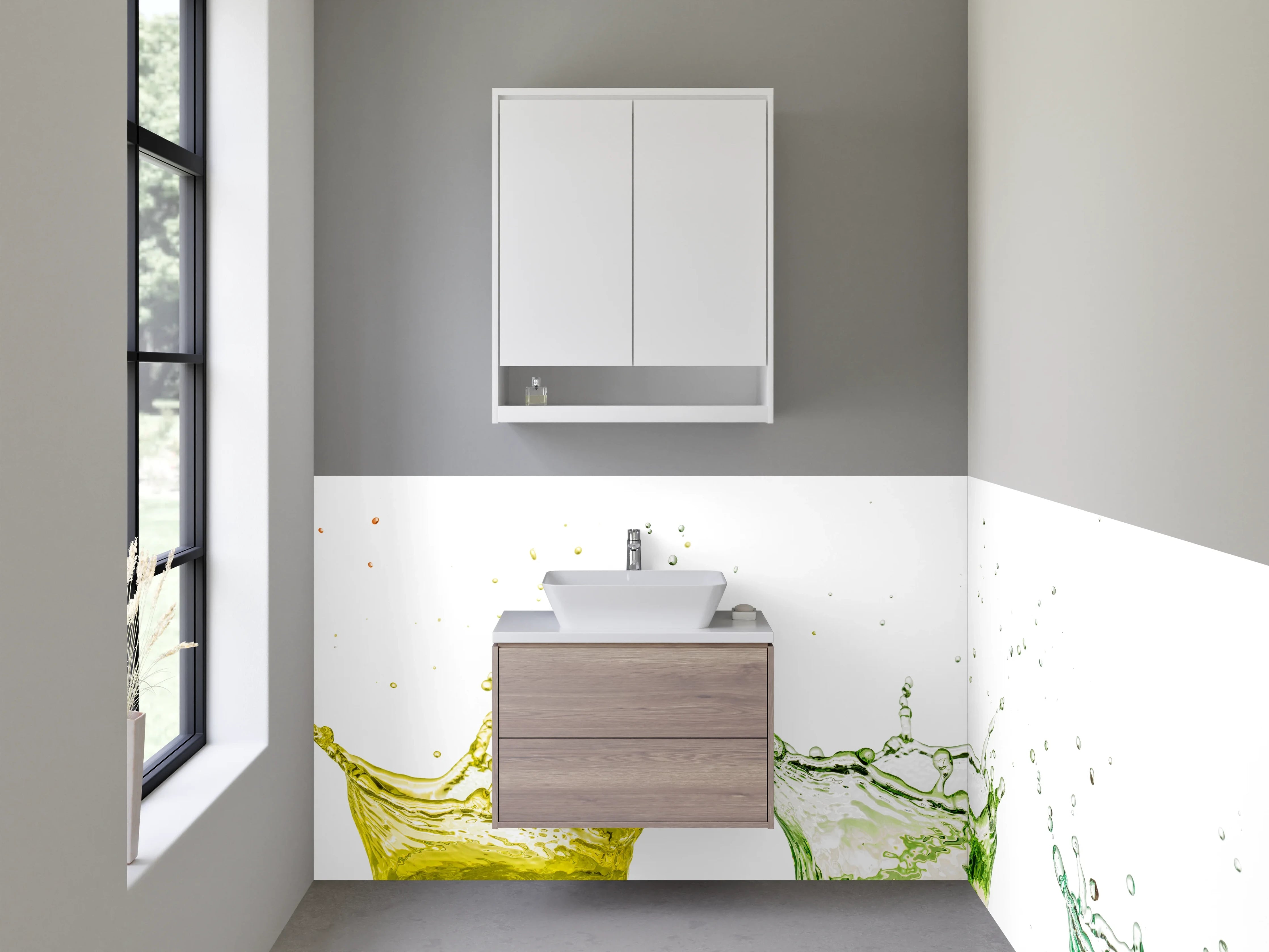 Waschbecken-Rückwand - Bunte Wasserspritzer Kunst für Küche