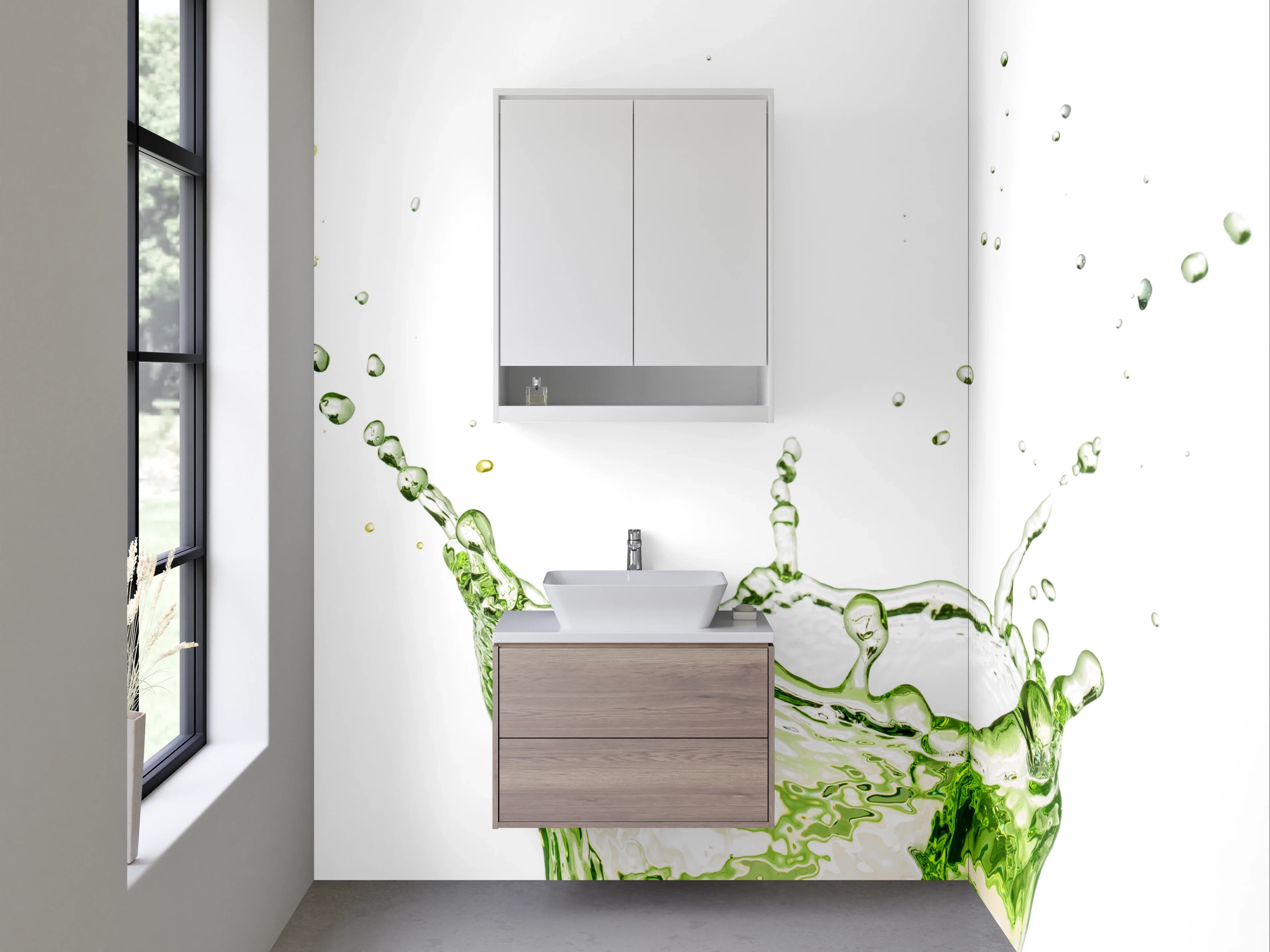 Waschbecken-Rückwand - Bunte Wasserspritzer Kunst für Küche