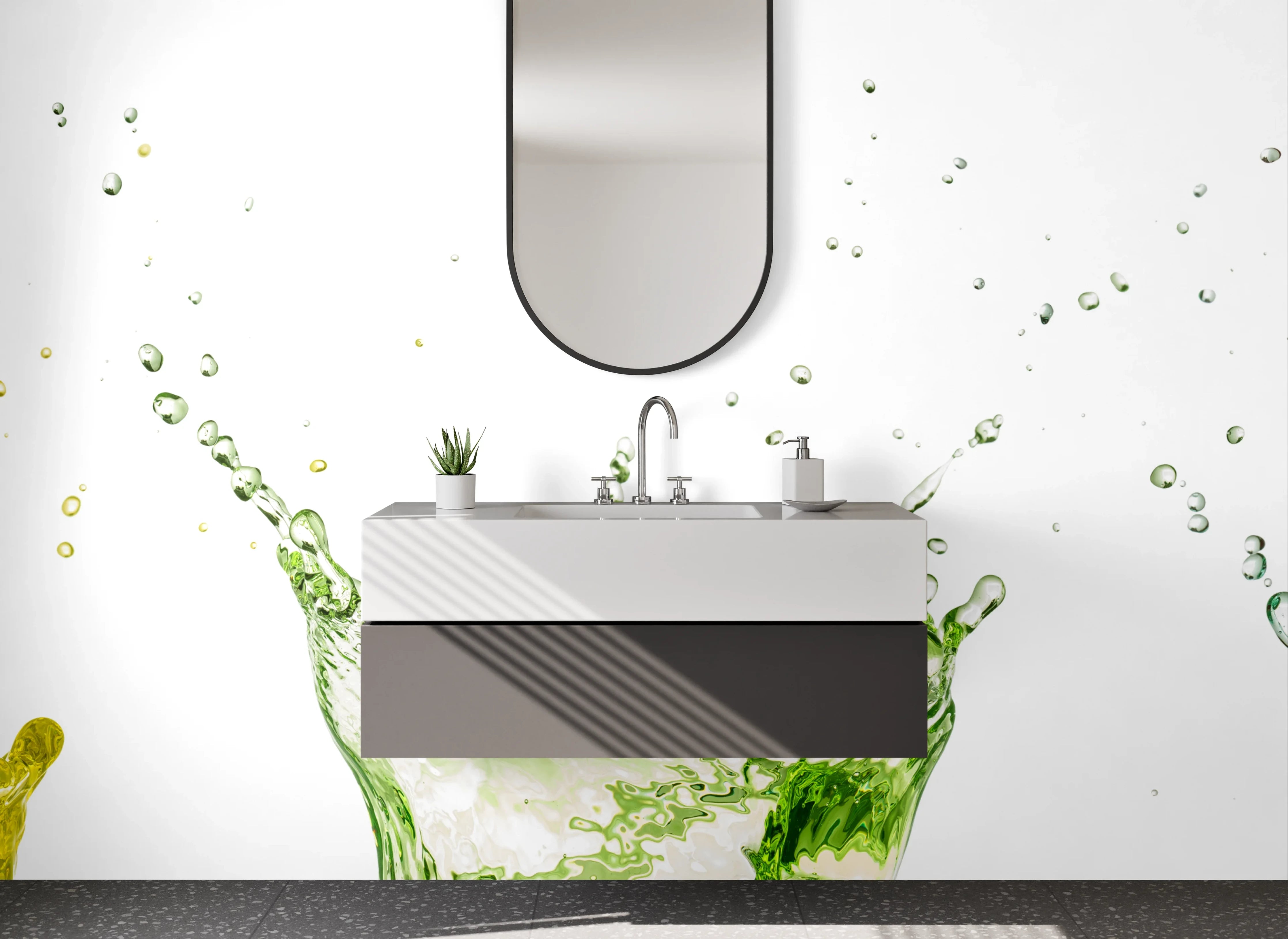 Waschbecken-Rückwand - Bunte Wasserspritzer Kunst für Küche