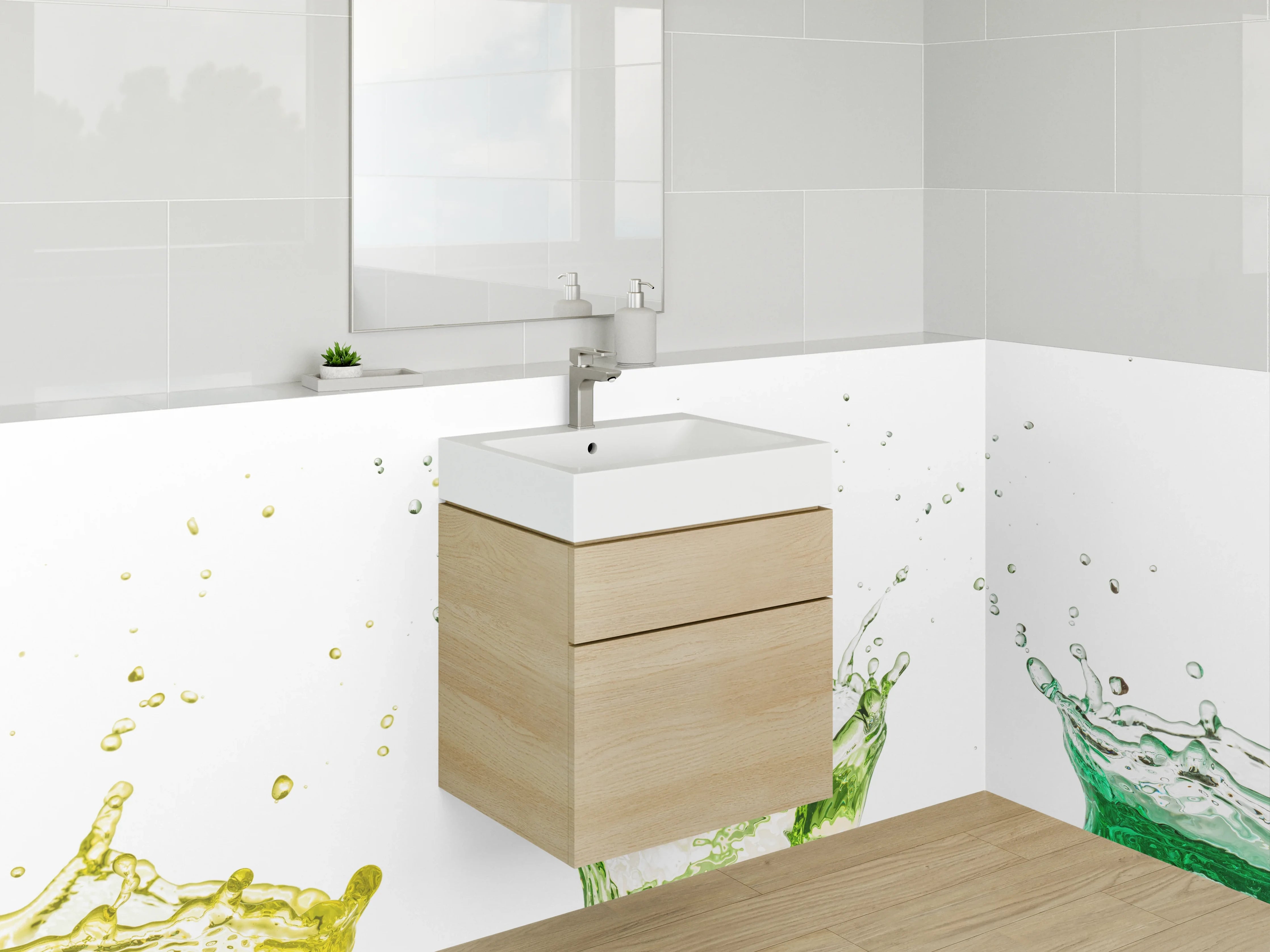 Waschbecken-Rückwand - Bunte Wasserspritzer Kunst für Küche