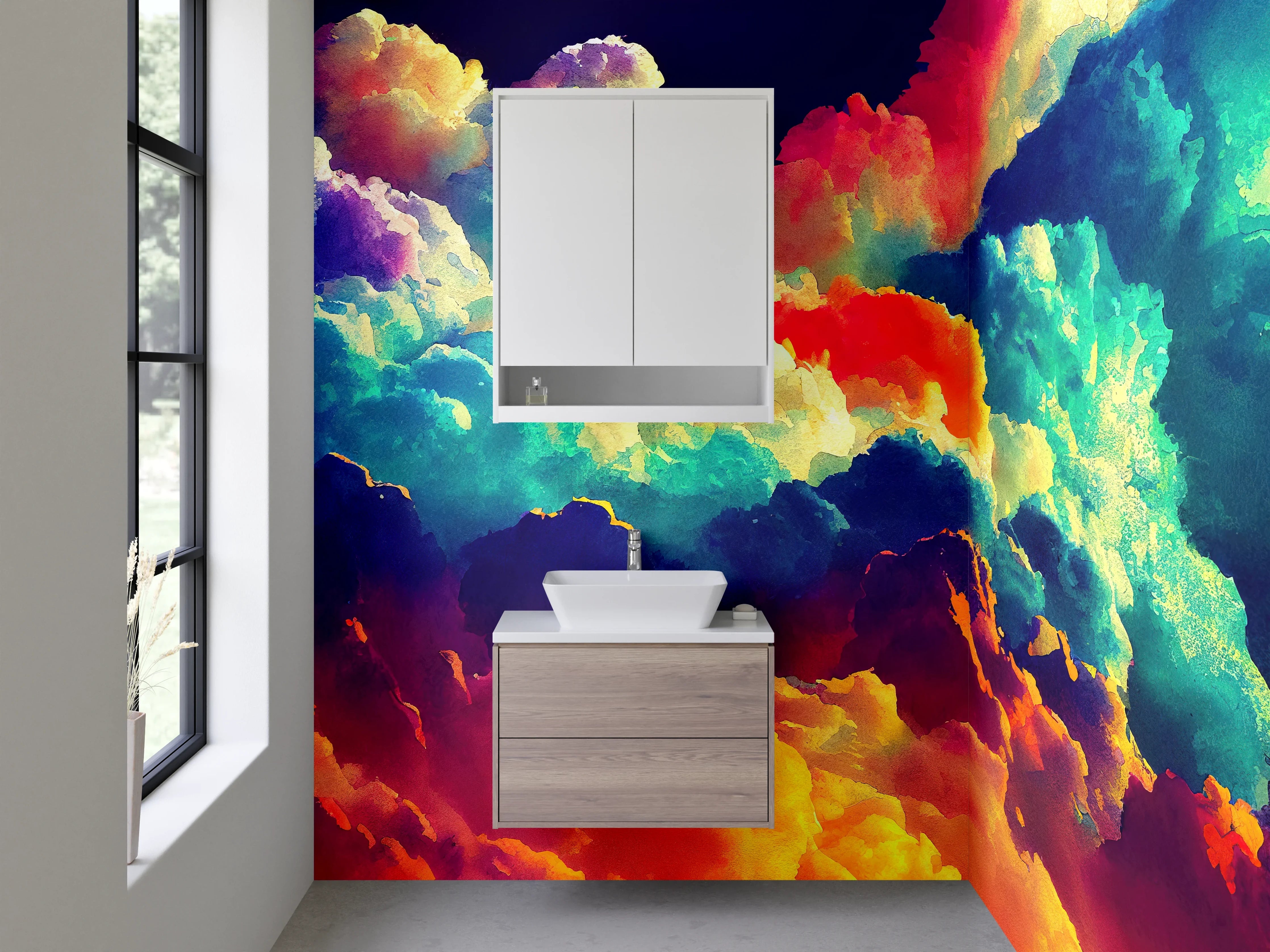 Waschbecken-Rückwand - Bunte Wolken Abstrakt Kunst