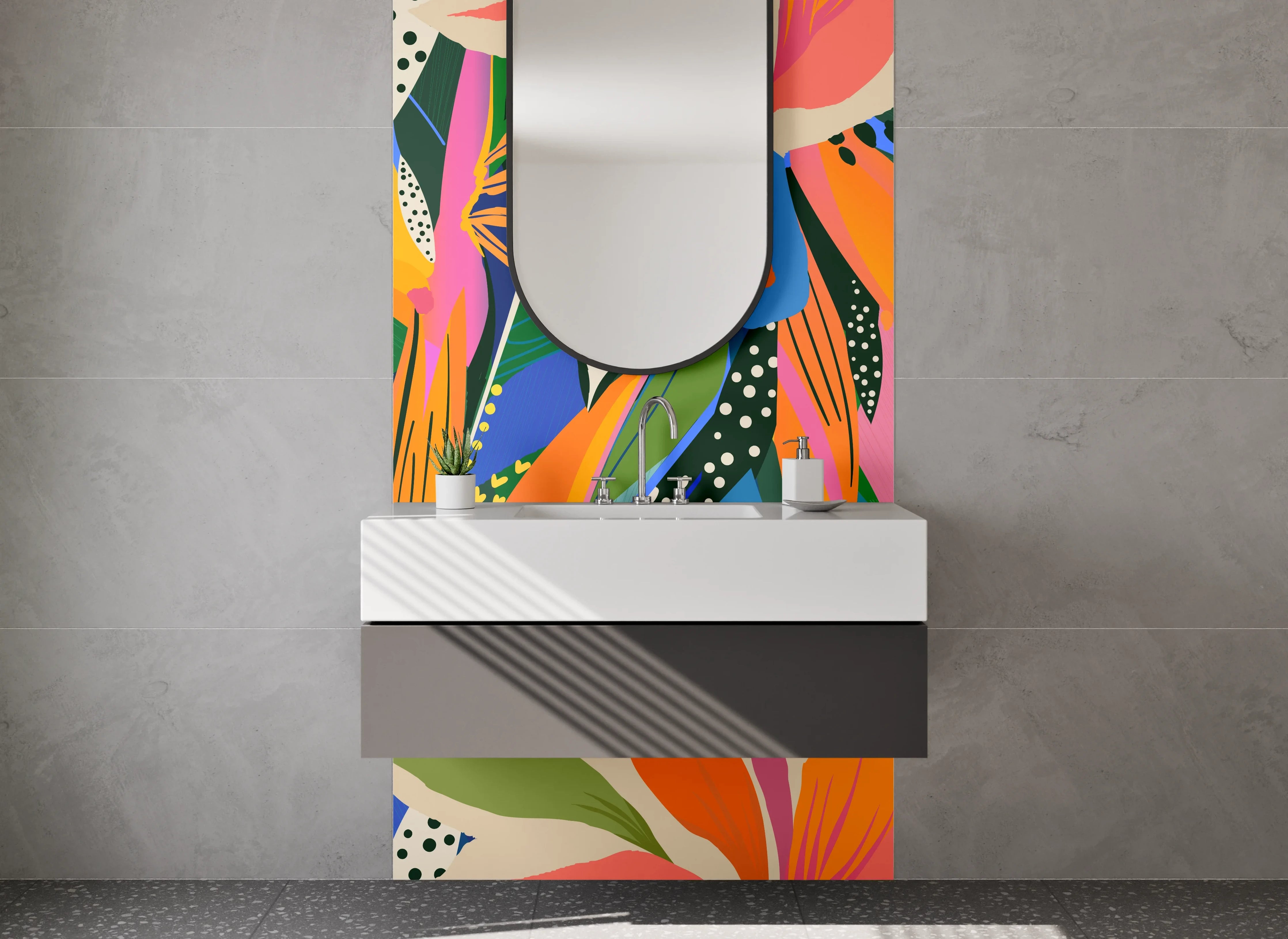 Waschbecken-Rückwand - Bunte abstrakte Blumen Illustration