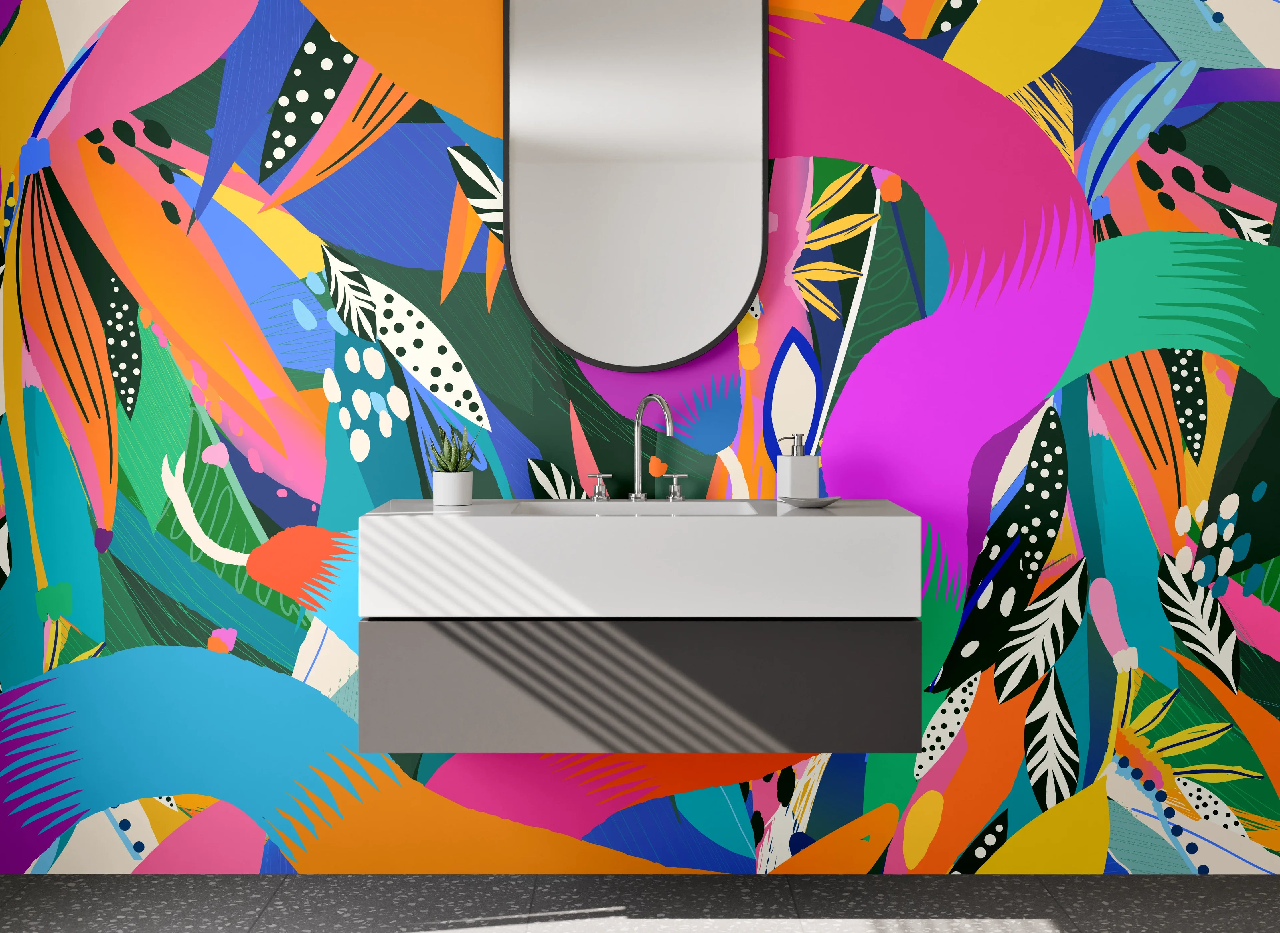 Waschbecken-Rückwand - Bunte abstrakte Kunst Muster