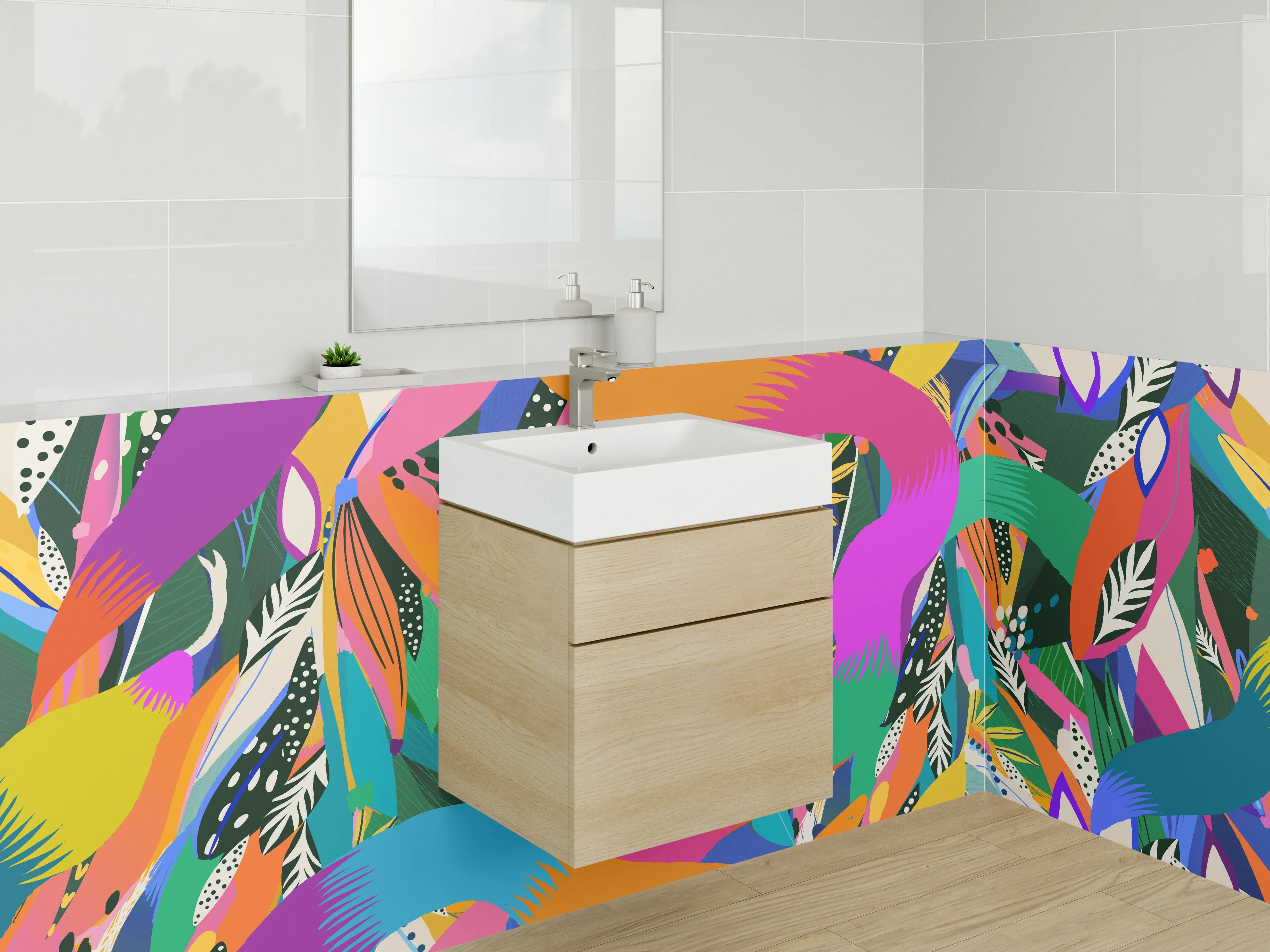 Waschbecken-Rückwand - Bunte abstrakte Kunst Muster