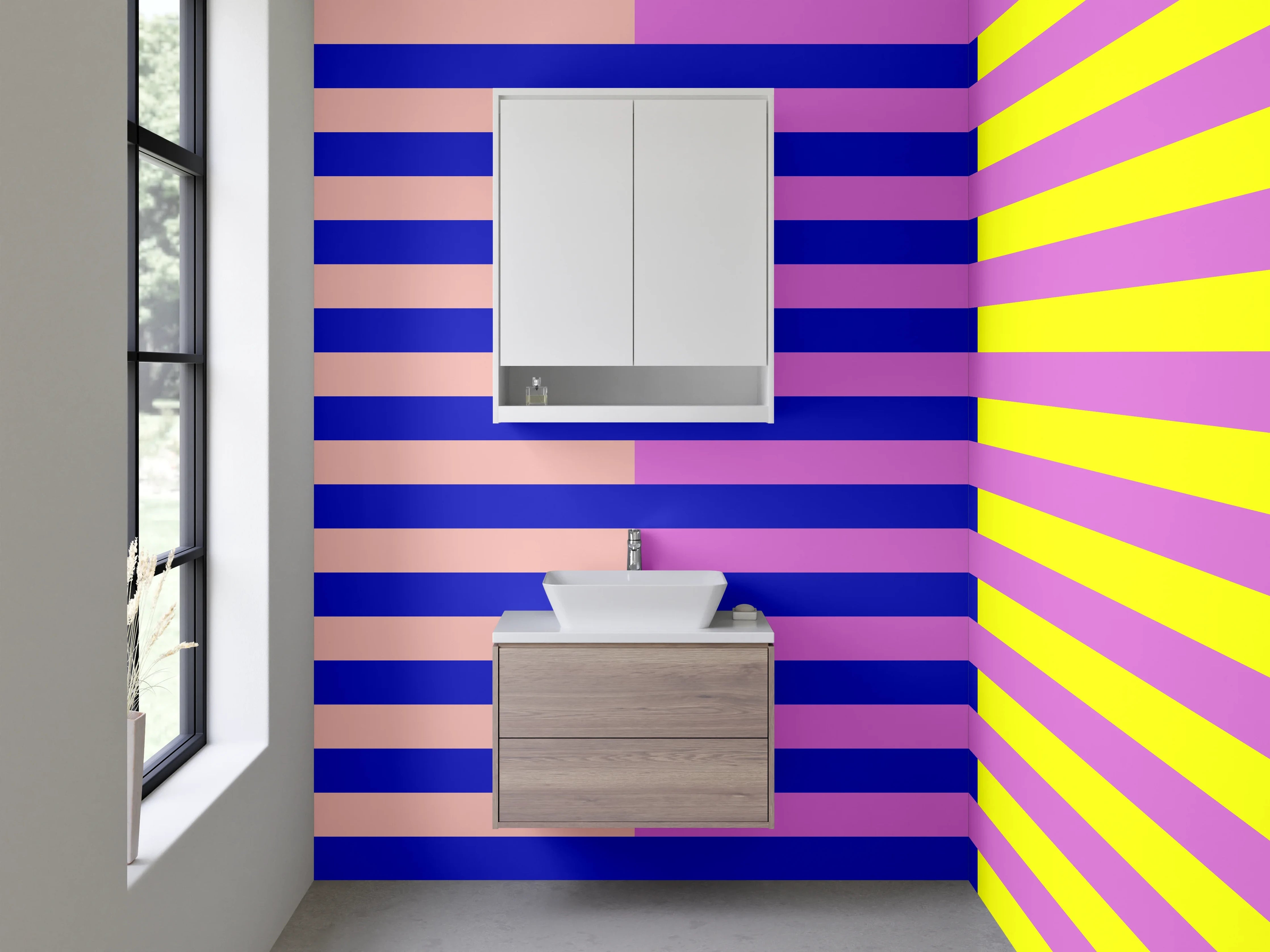 Waschbecken-Rückwand - Bunte geometrische Streifen