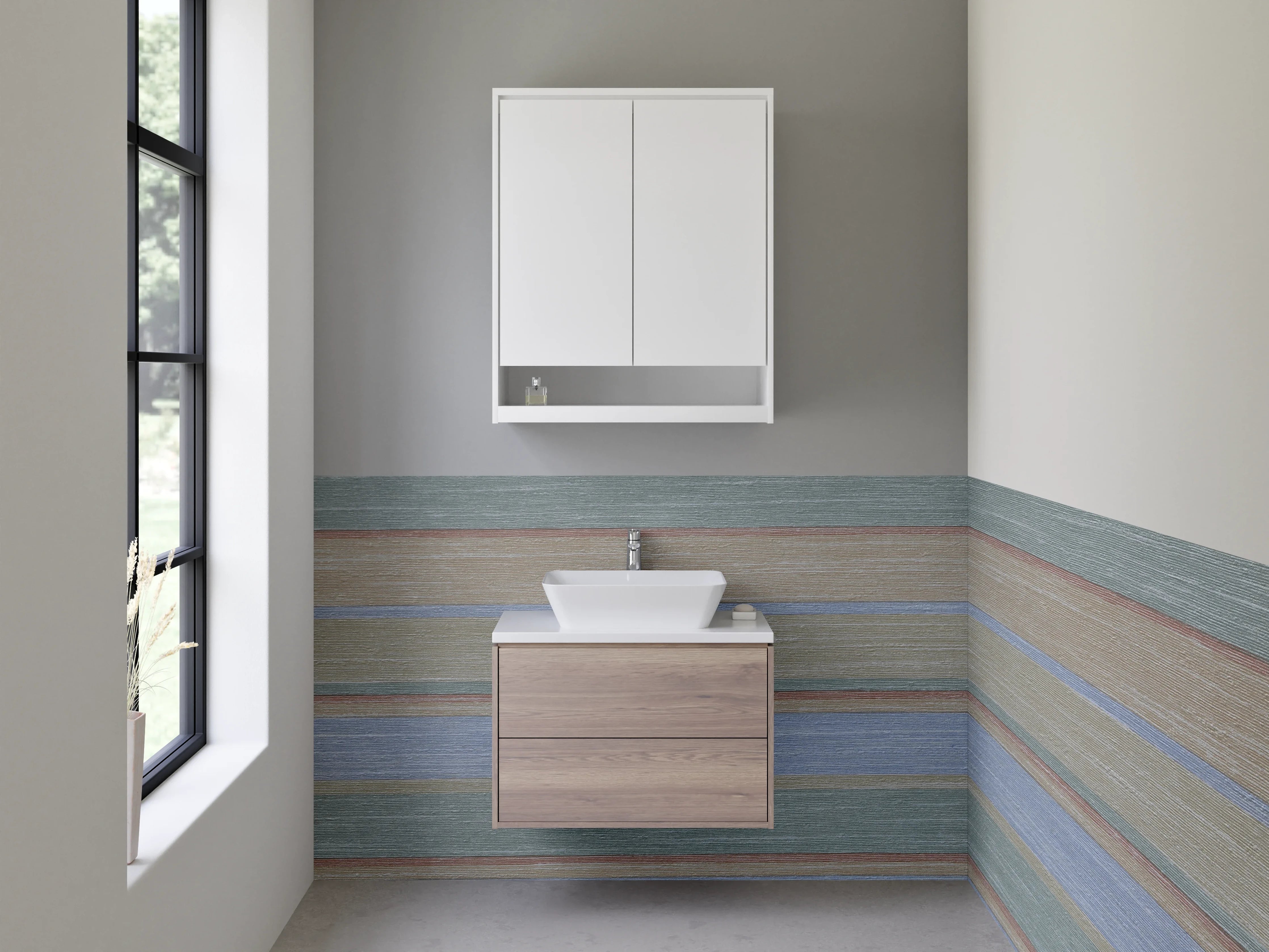 Waschbecken-Rückwand - Bunte stripe Musterwand