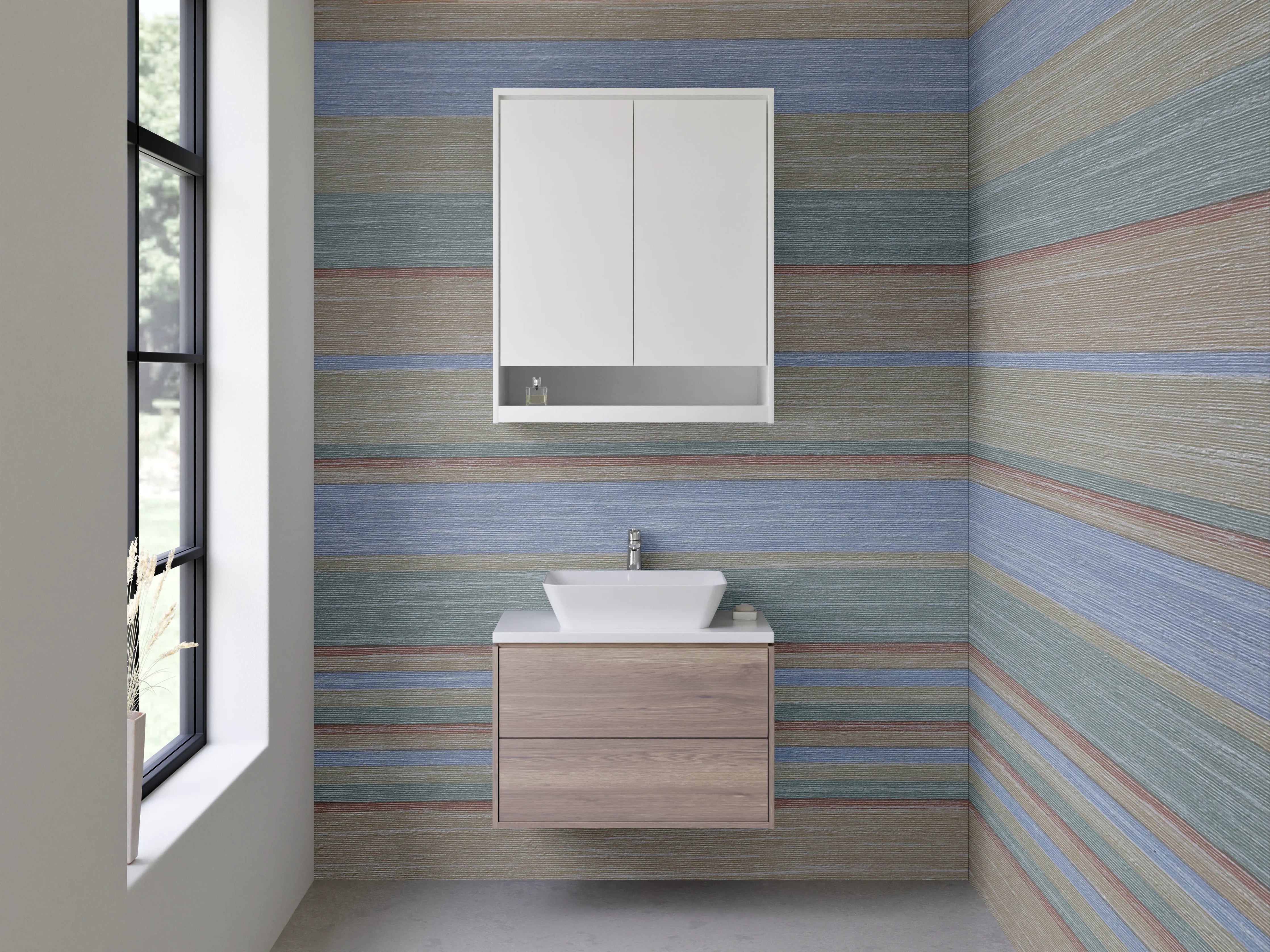 Waschbecken-Rückwand - Bunte stripe Musterwand