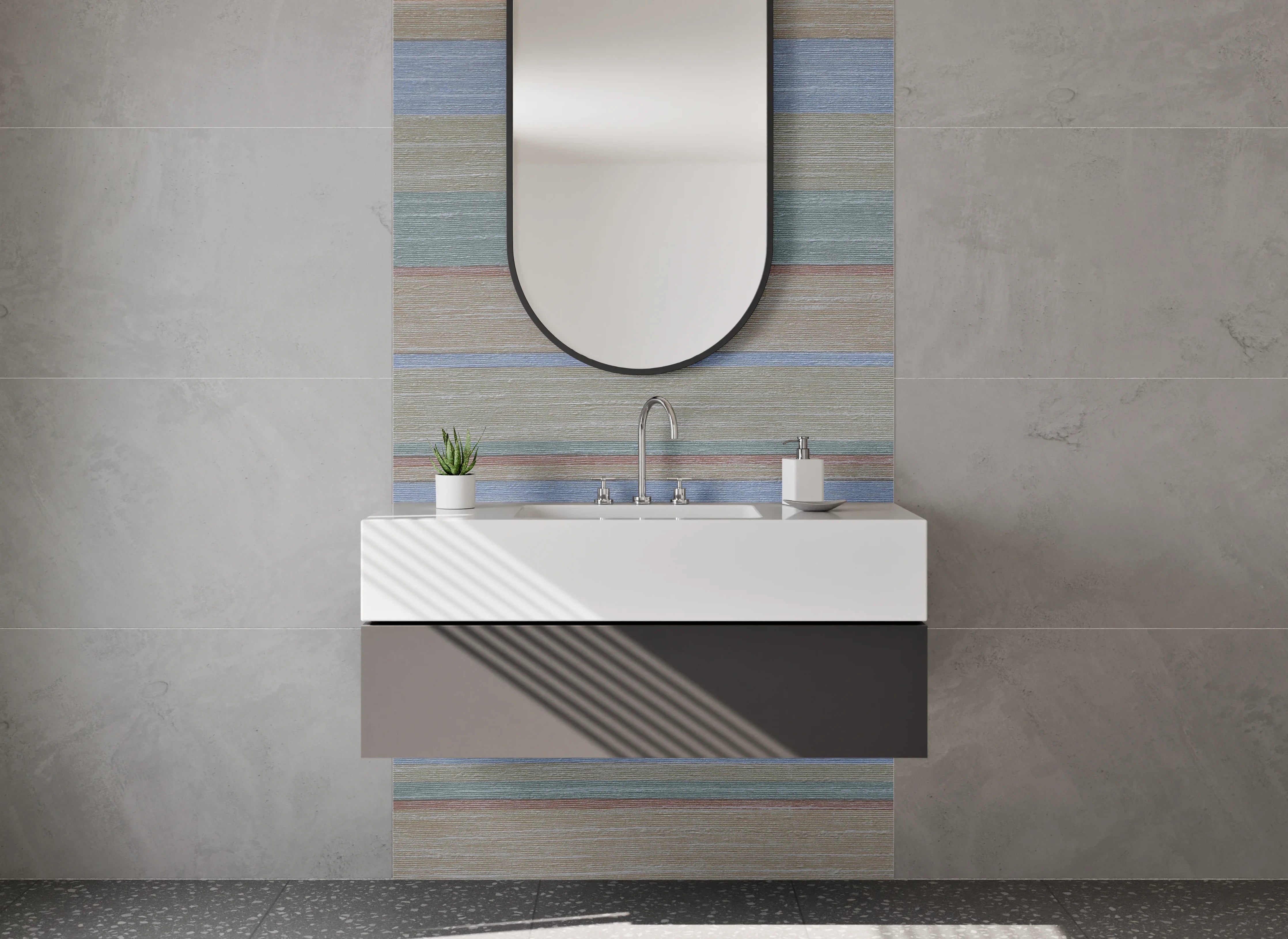 Waschbecken-Rückwand - Bunte stripe Musterwand