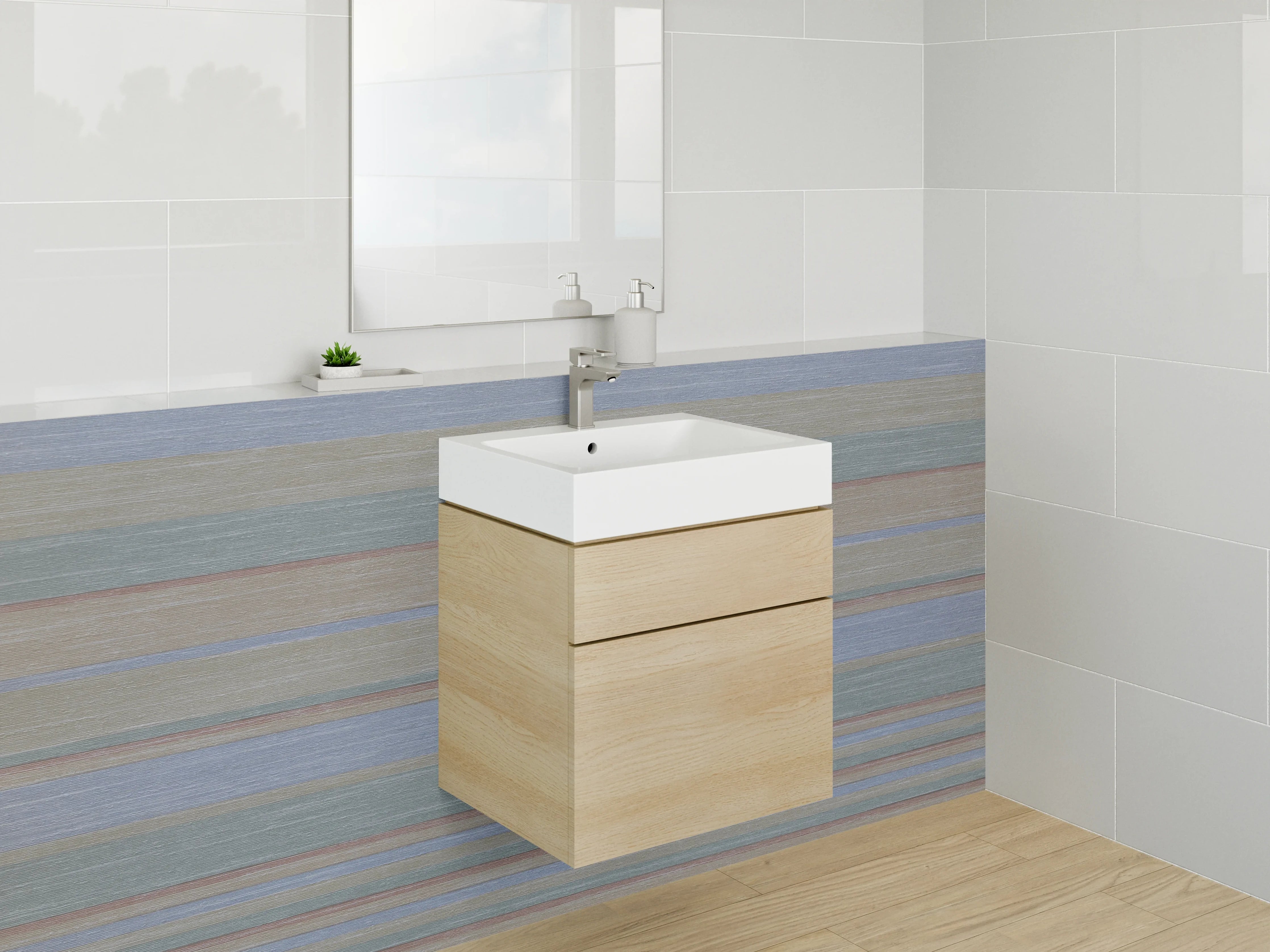 Waschbecken-Rückwand - Bunte stripe Musterwand