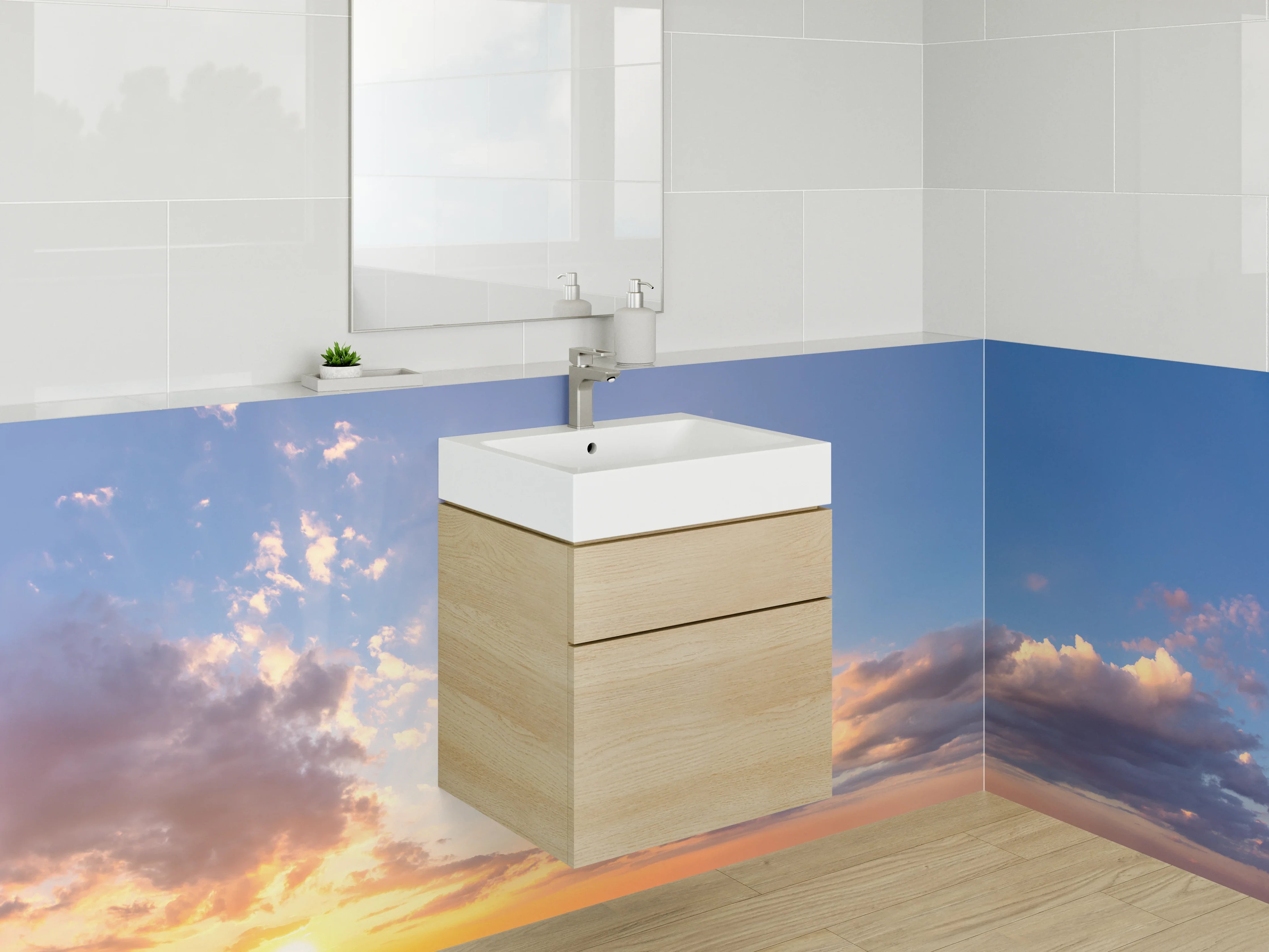Waschbecken-Rückwand - Bunter Himmel bei Sonnenuntergang