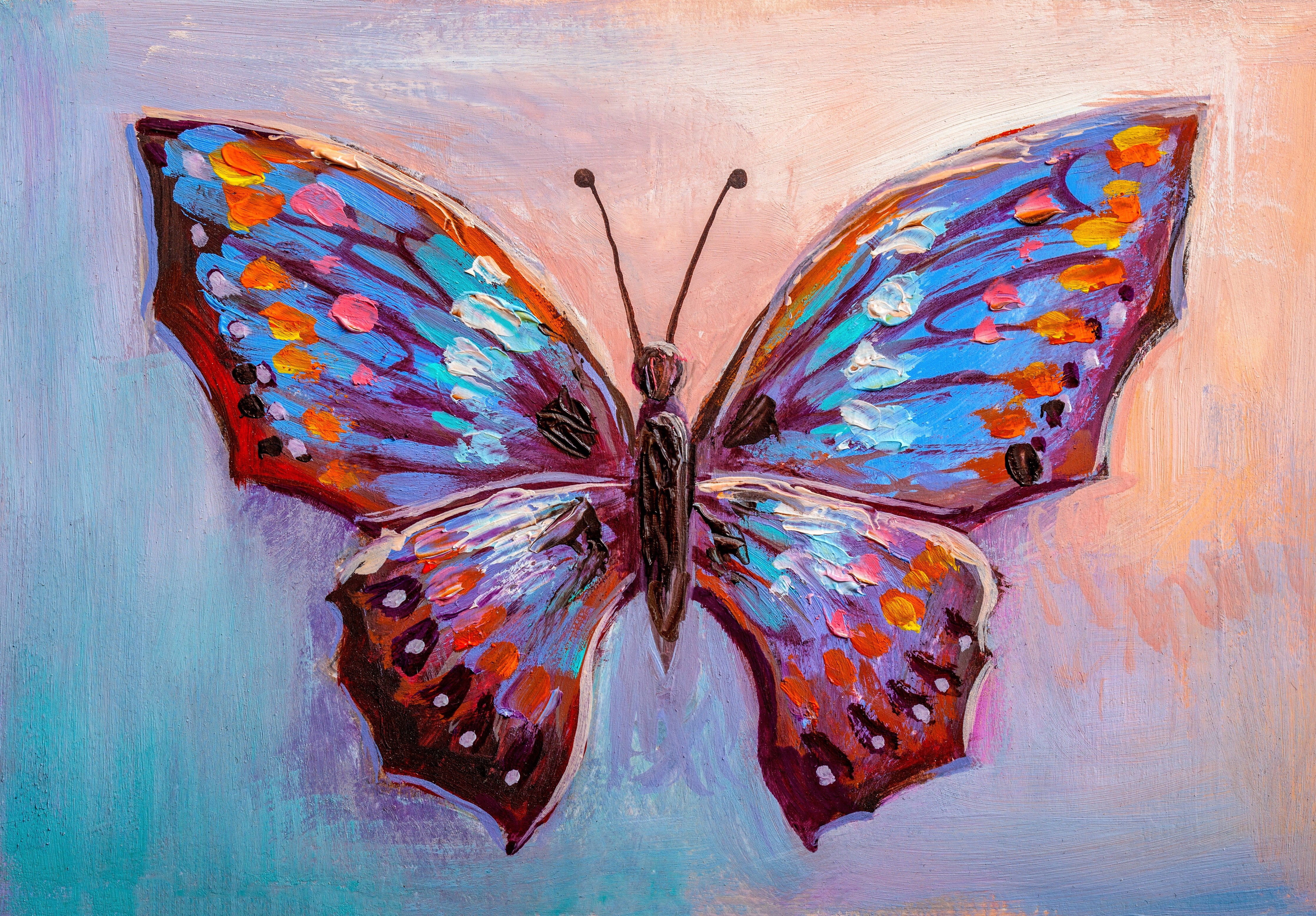 Waschbecken-Rückwand-Bunter Schmetterling Kunst Aquarell