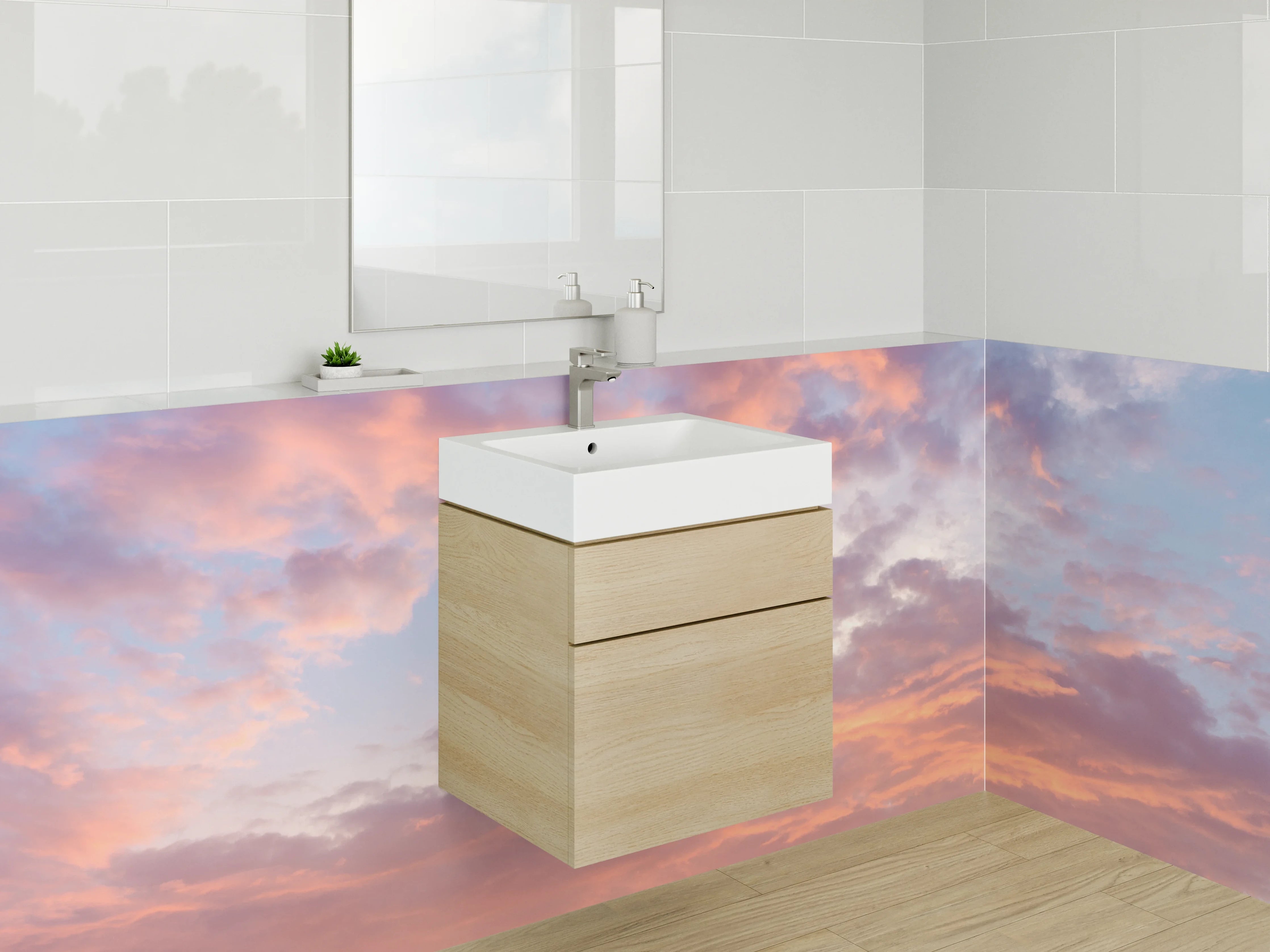 Waschbecken-Rückwand - Bunter Sonnenuntergang am Himmel