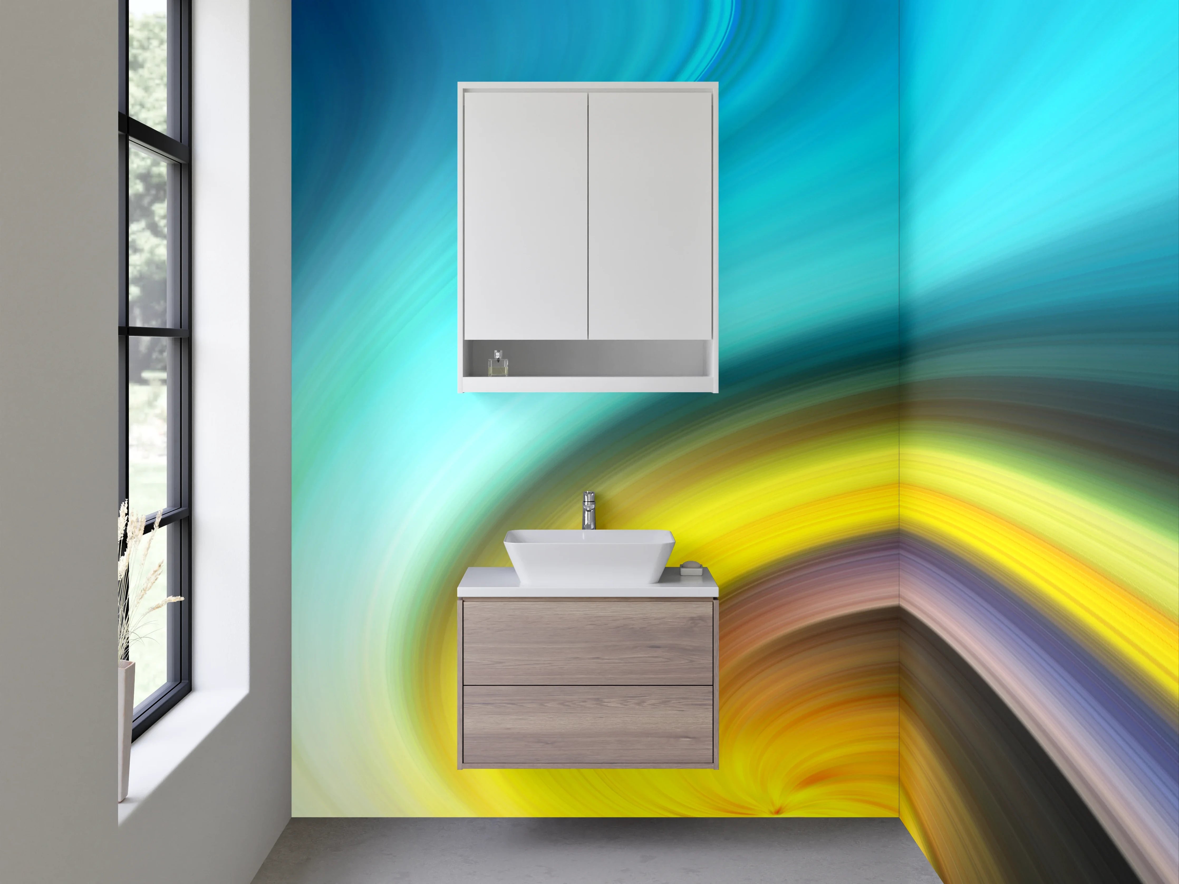 Waschbecken-Rückwand - Buntes Farbenspiel in Bewegung