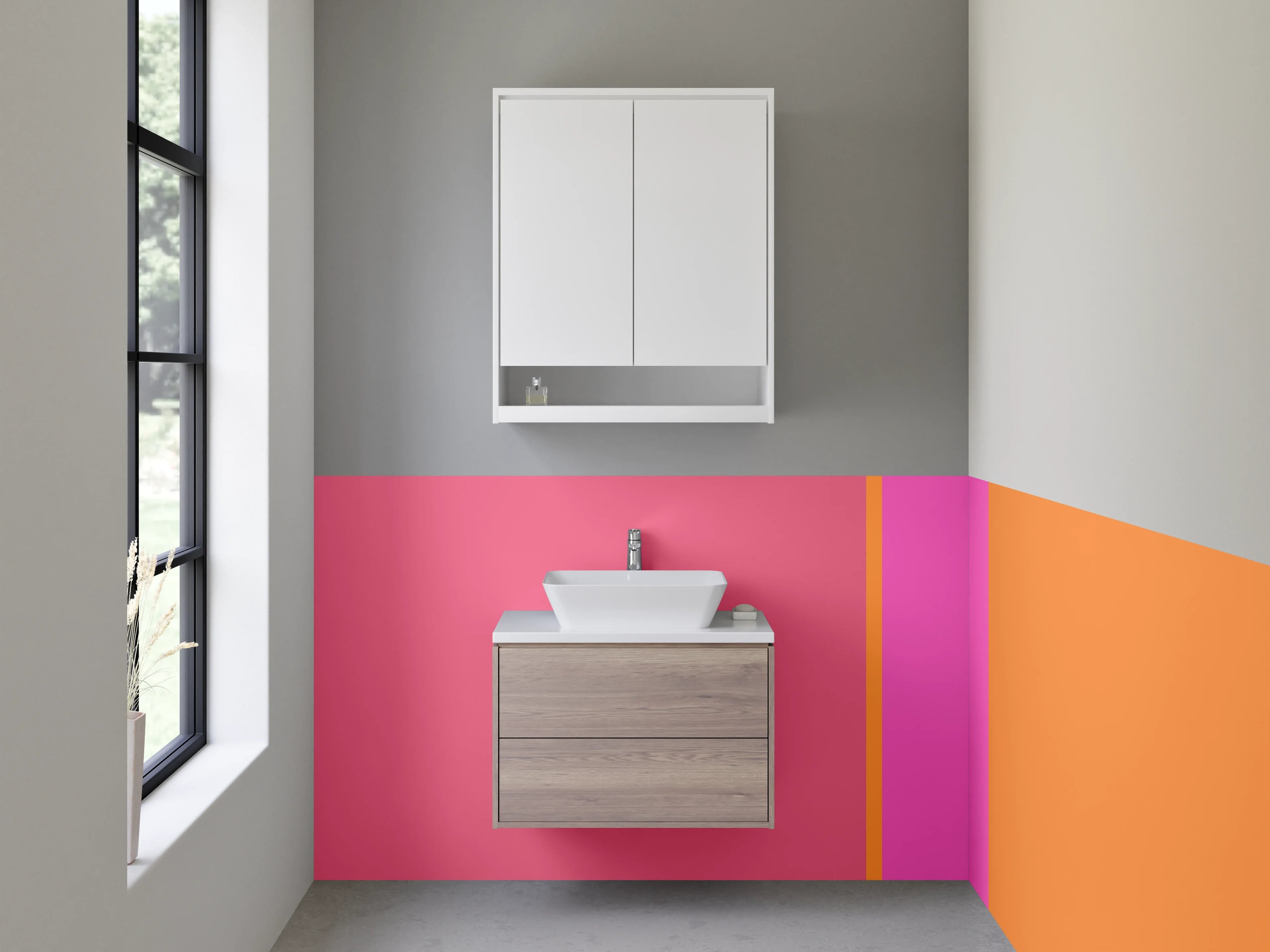 Waschbecken-Rückwand - Buntes Farbenspiel in Pink und Orange