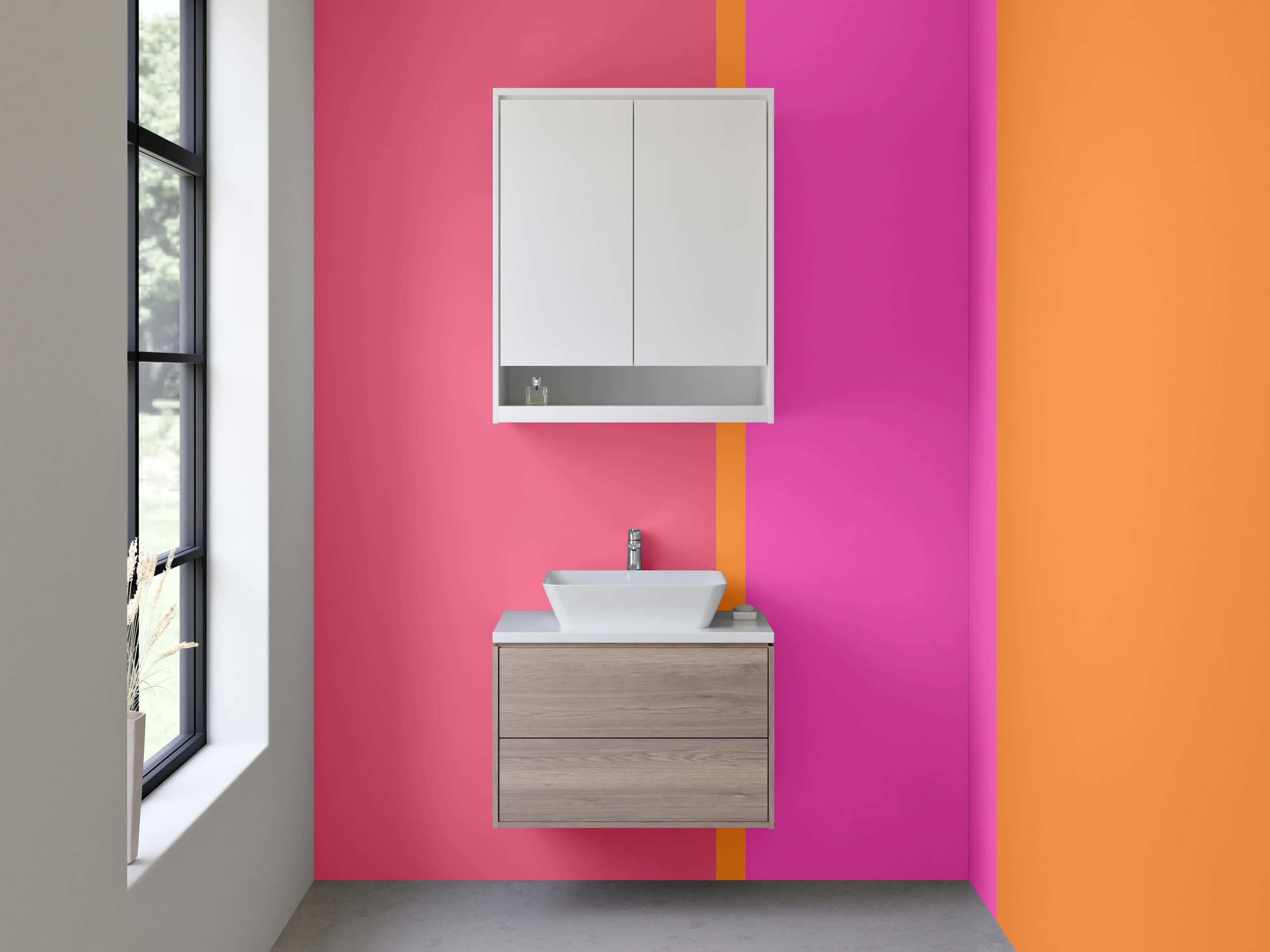 Waschbecken-Rückwand - Buntes Farbenspiel in Pink und Orange