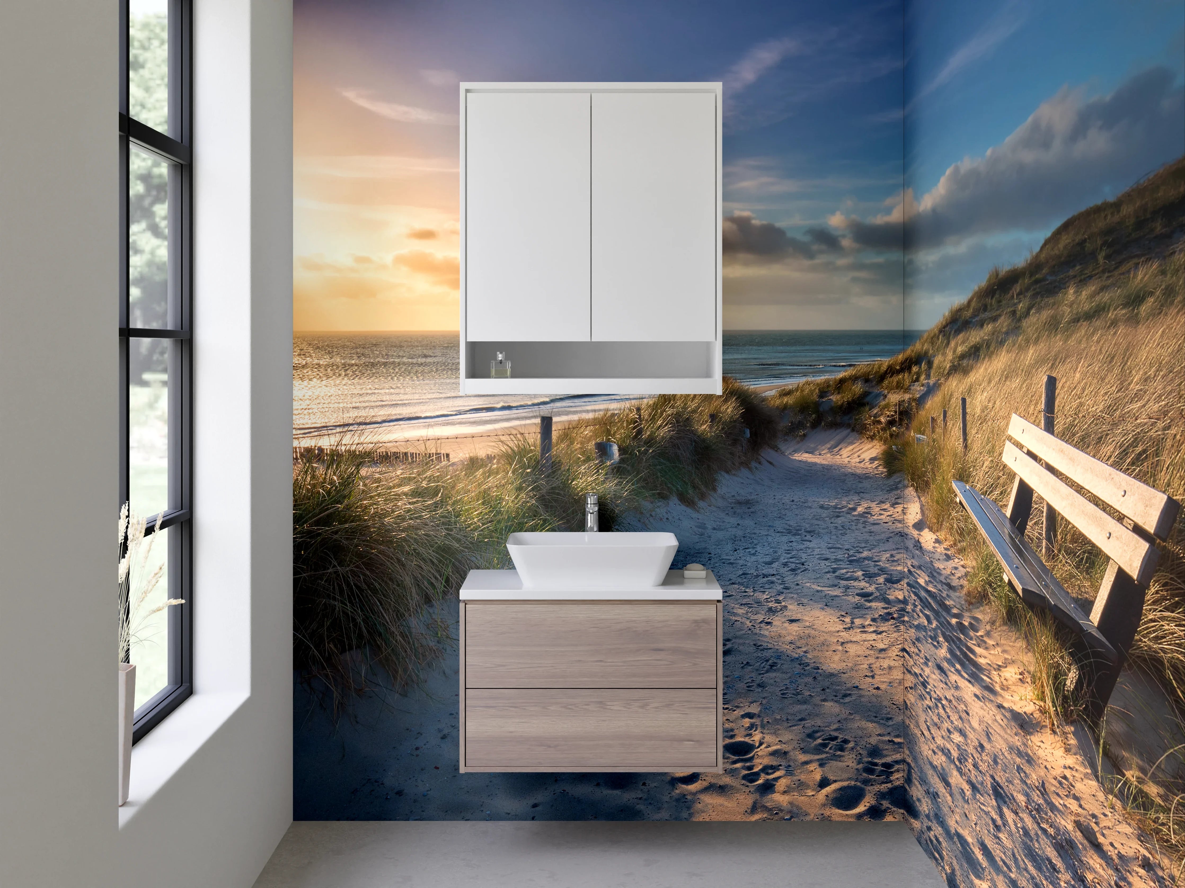 Waschbecken-Rückwand - Dämmerung im Grauschimmer