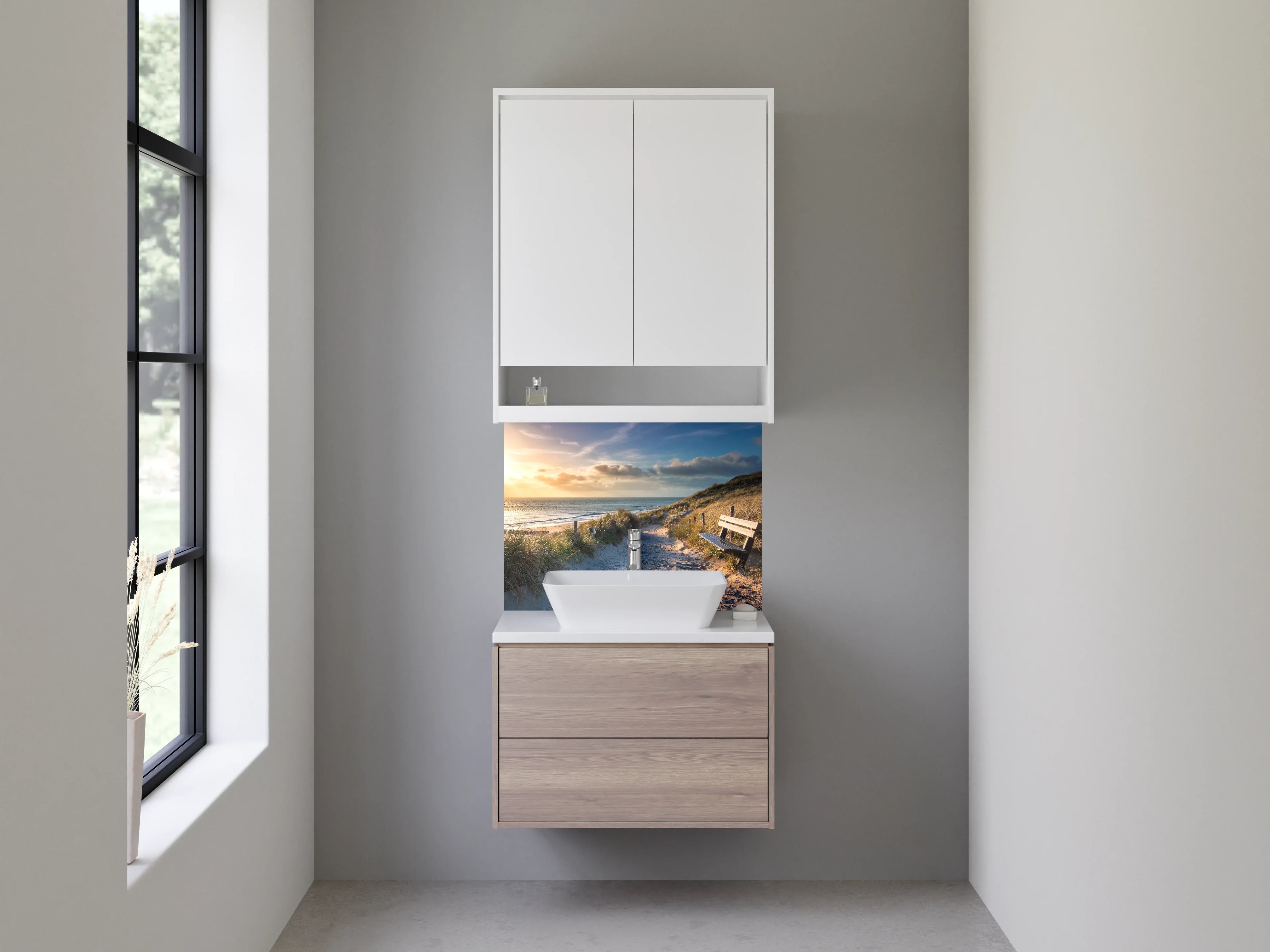 Waschbecken-Rückwand - Dämmerung im Grauschimmer