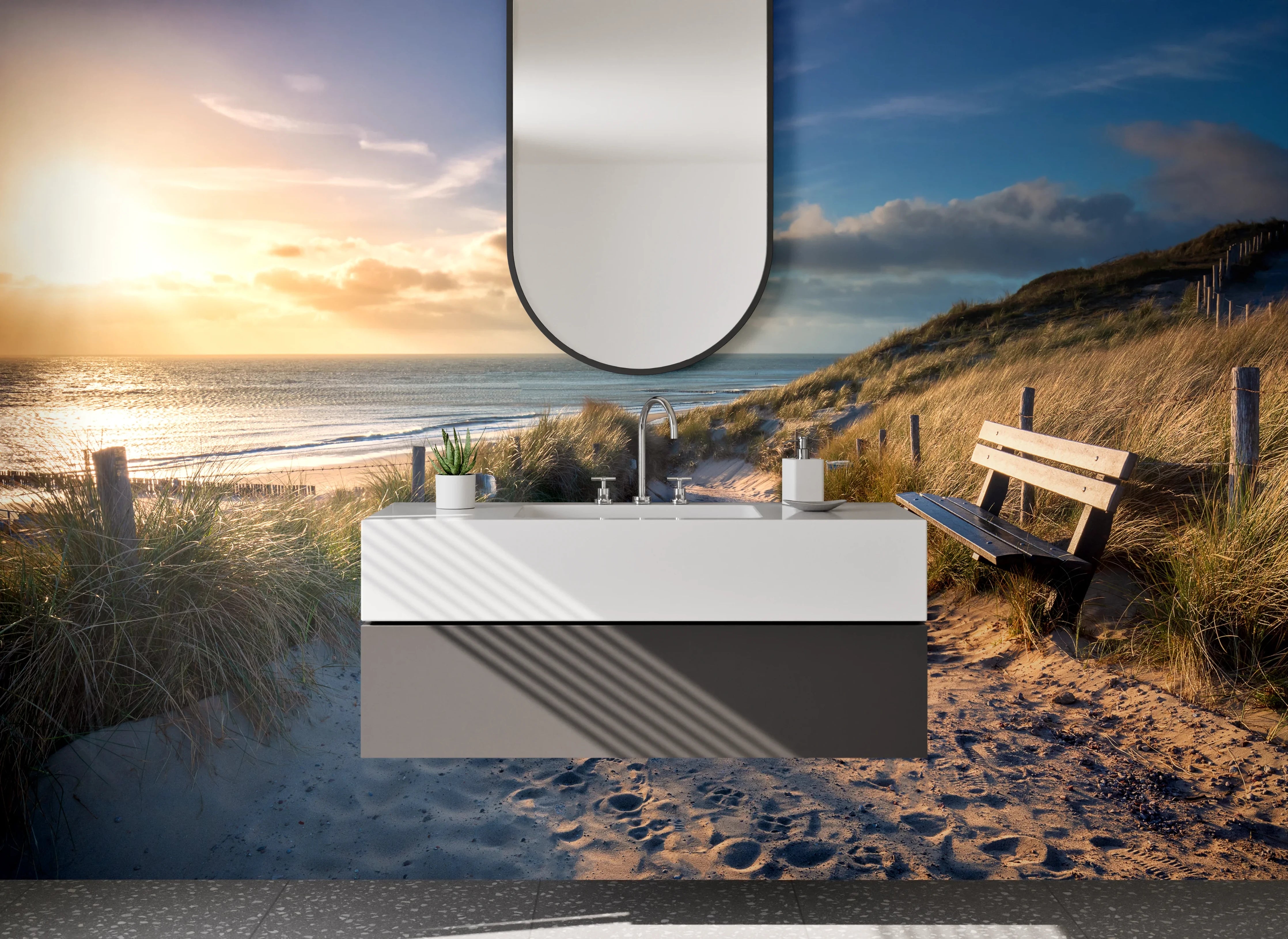 Waschbecken-Rückwand - Dämmerung im Grauschimmer