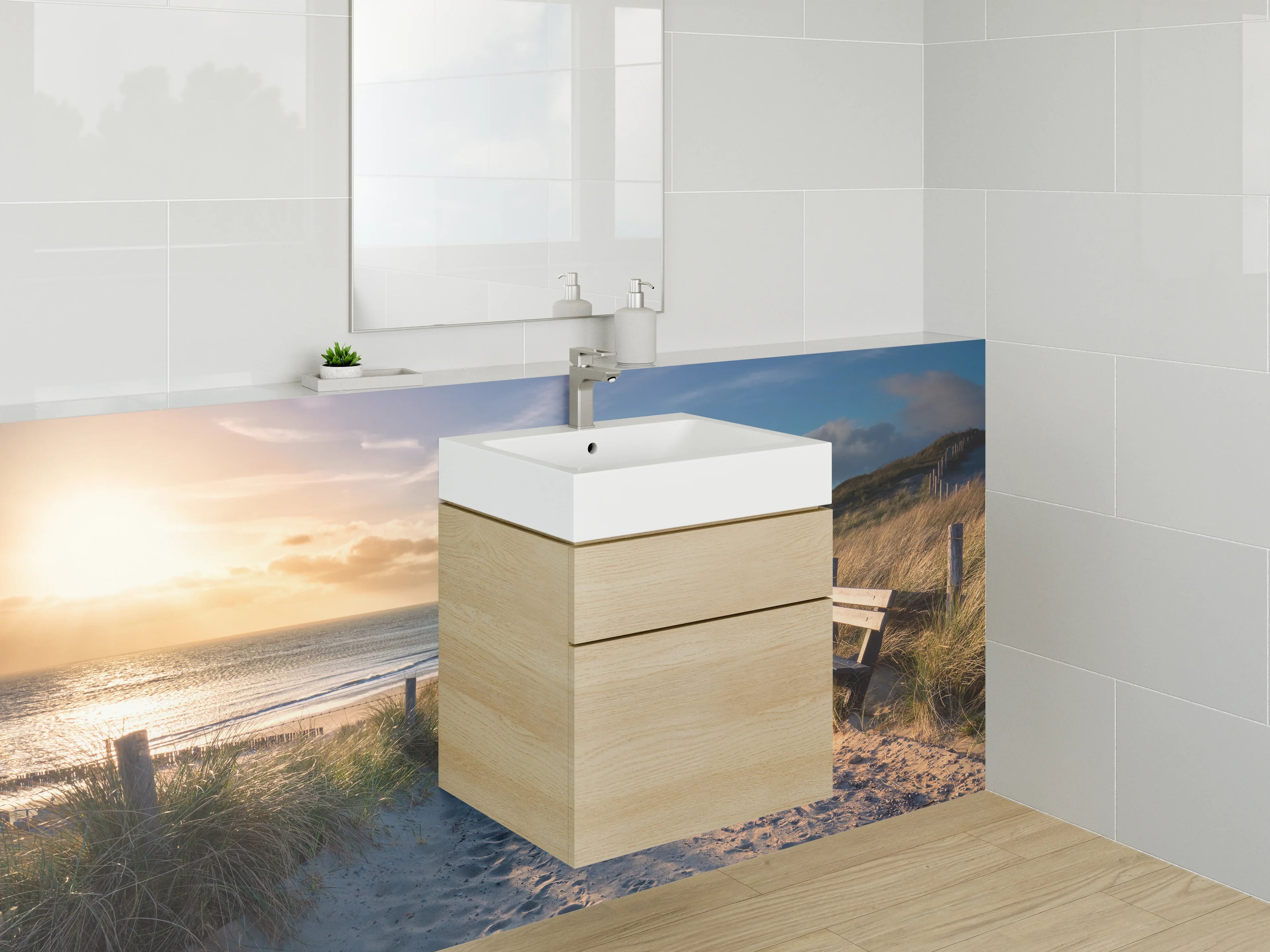 Waschbecken-Rückwand - Dämmerung im Grauschimmer