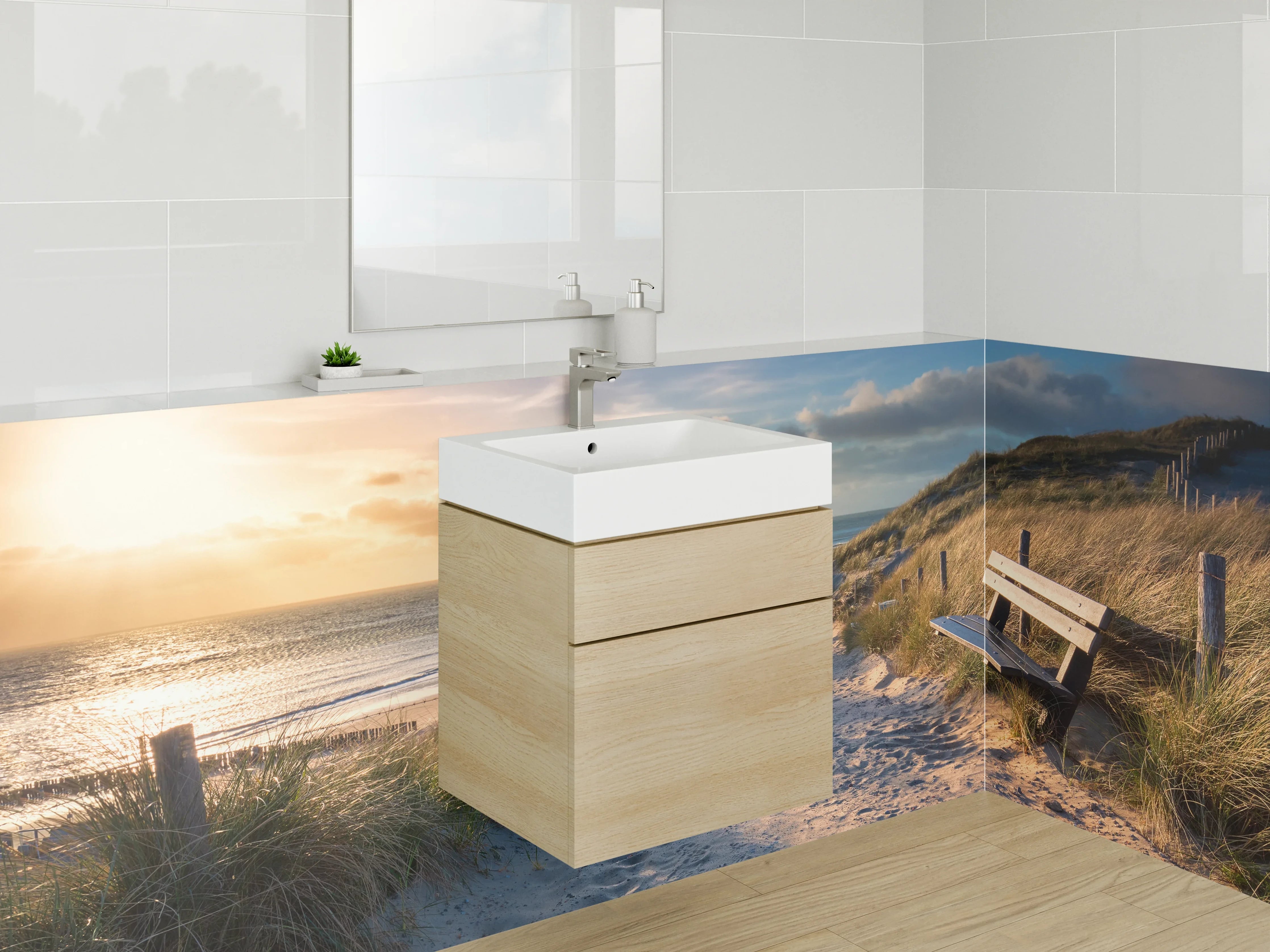 Waschbecken-Rückwand - Dämmerung im Grauschimmer