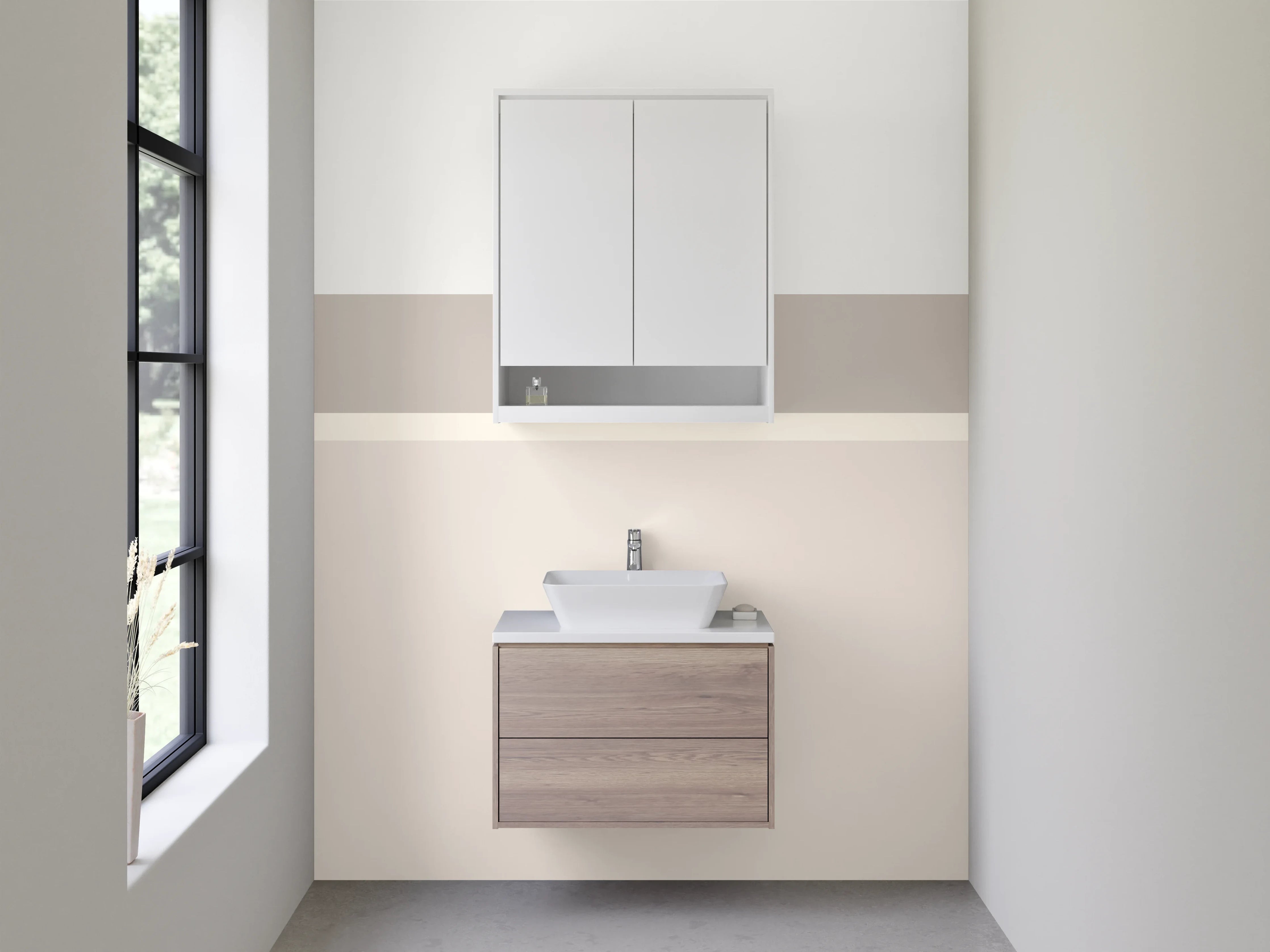 Waschbecken-Rückwand - Dezenter Beige-Ton mit subtilen Texturen