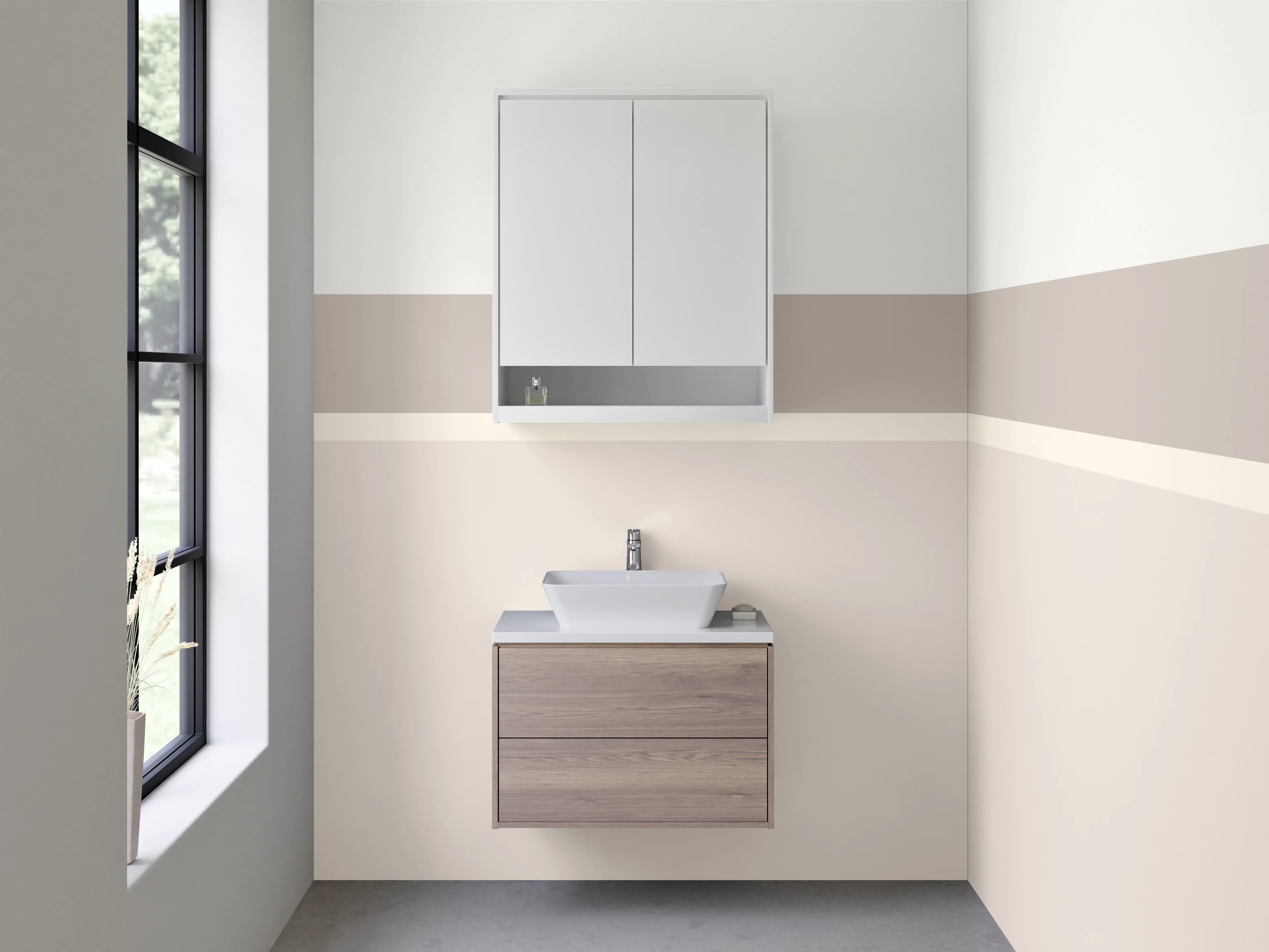 Waschbecken-Rückwand - Dezenter Beige-Ton mit subtilen Texturen