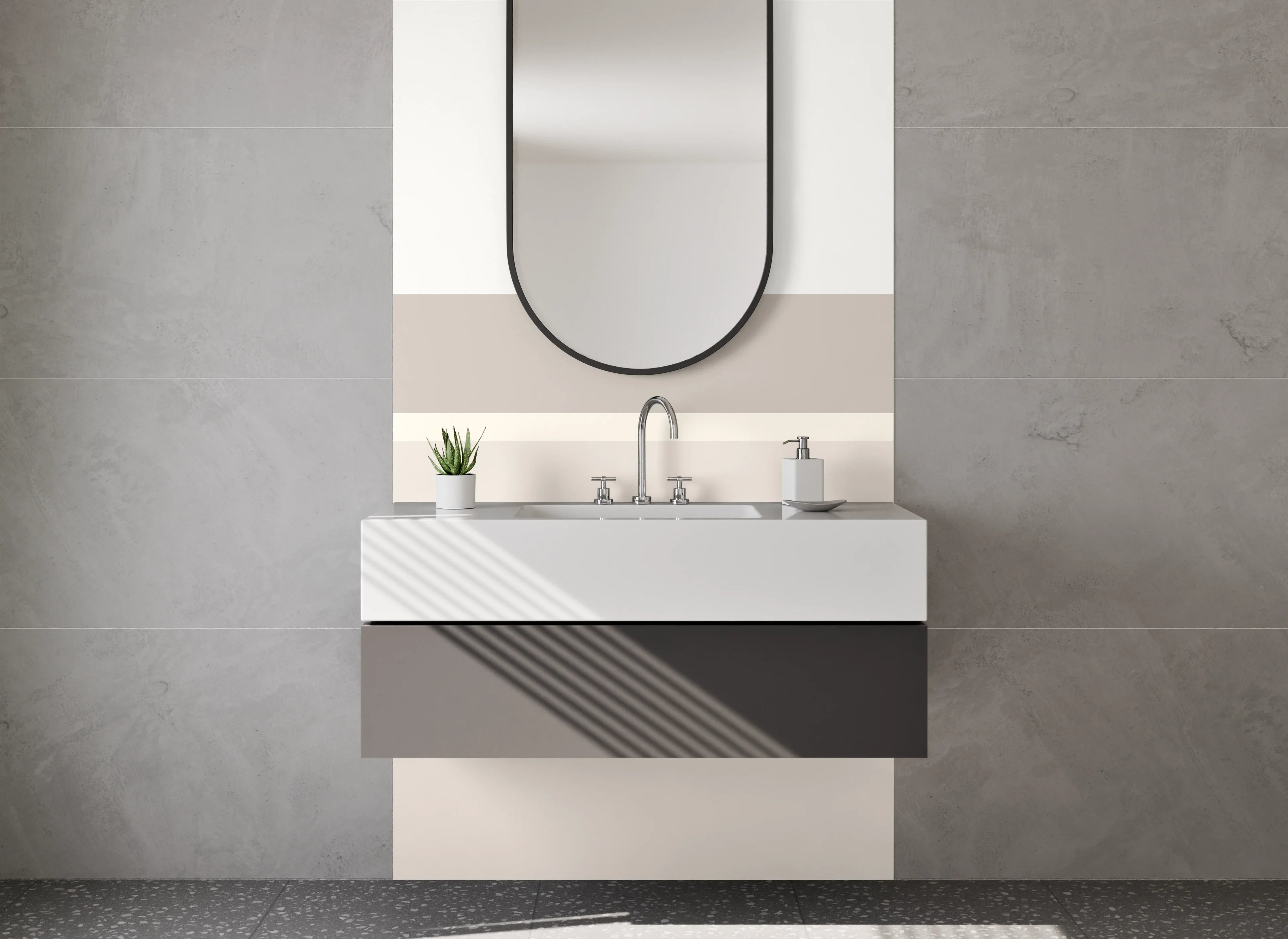 Waschbecken-Rückwand - Dezenter Beige-Ton mit subtilen Texturen