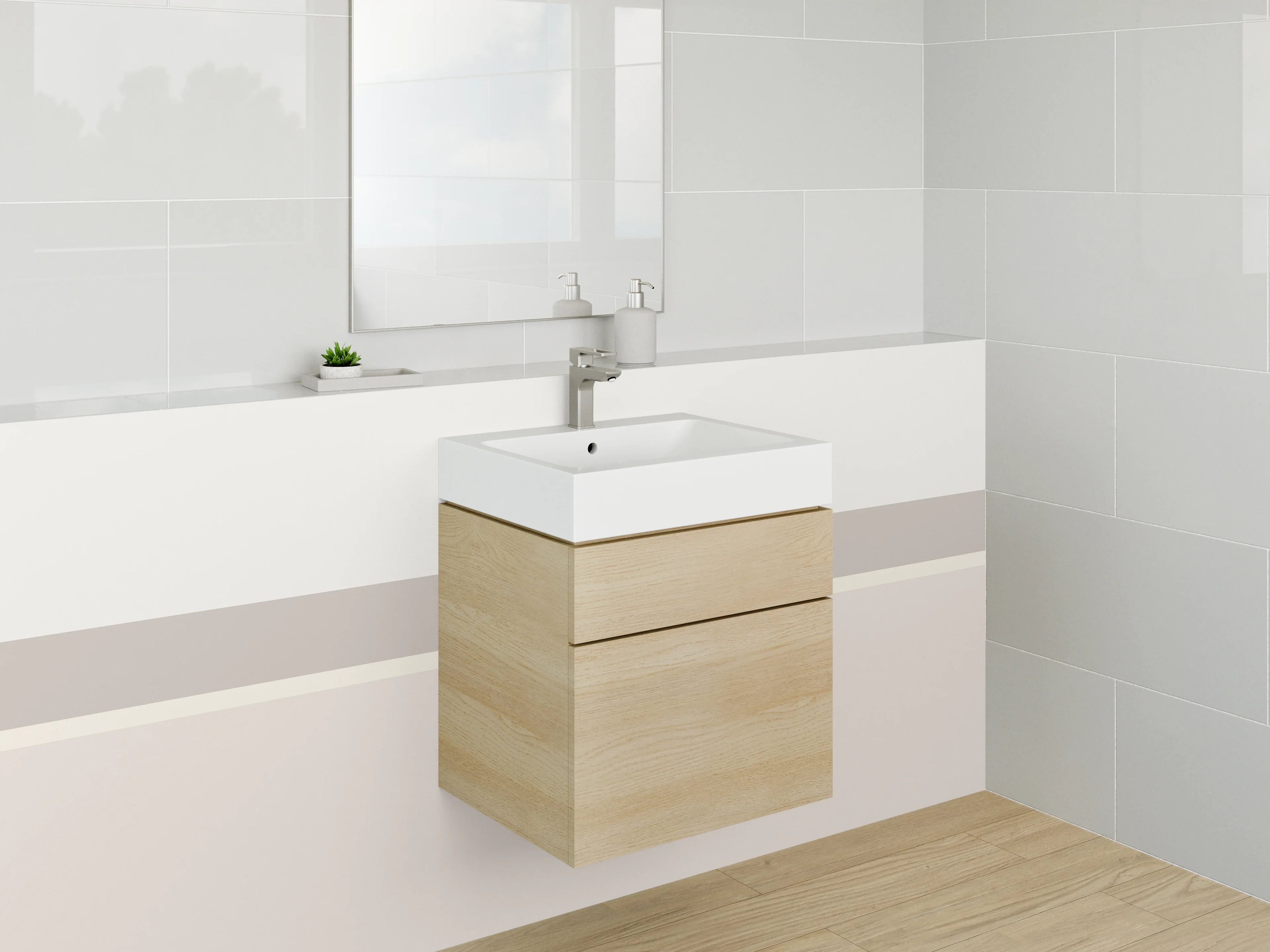 Waschbecken-Rückwand - Dezenter Beige-Ton mit subtilen Texturen