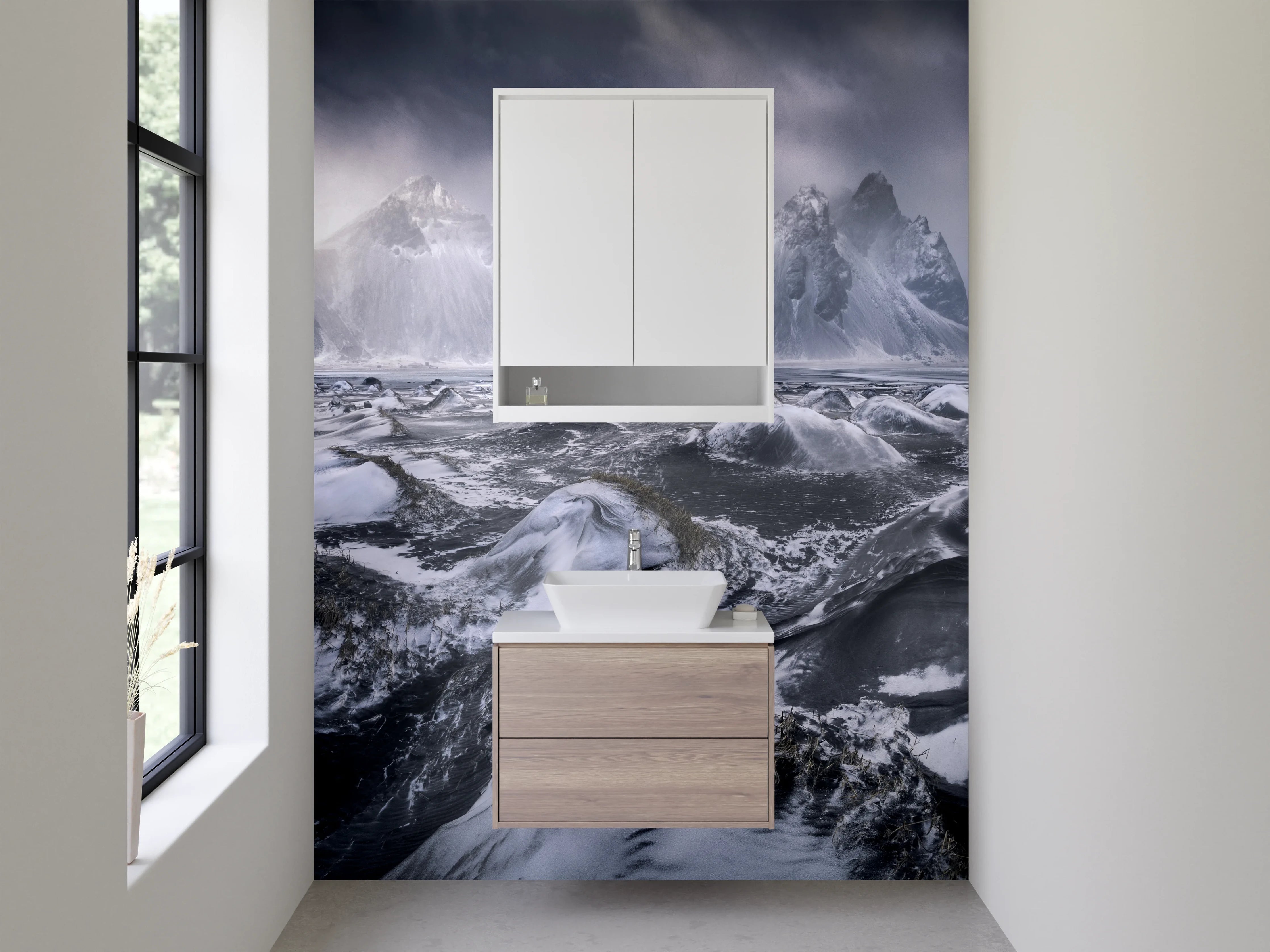 Waschbecken-Rückwand - Dramatischer Eisskulpturen-Gletscher