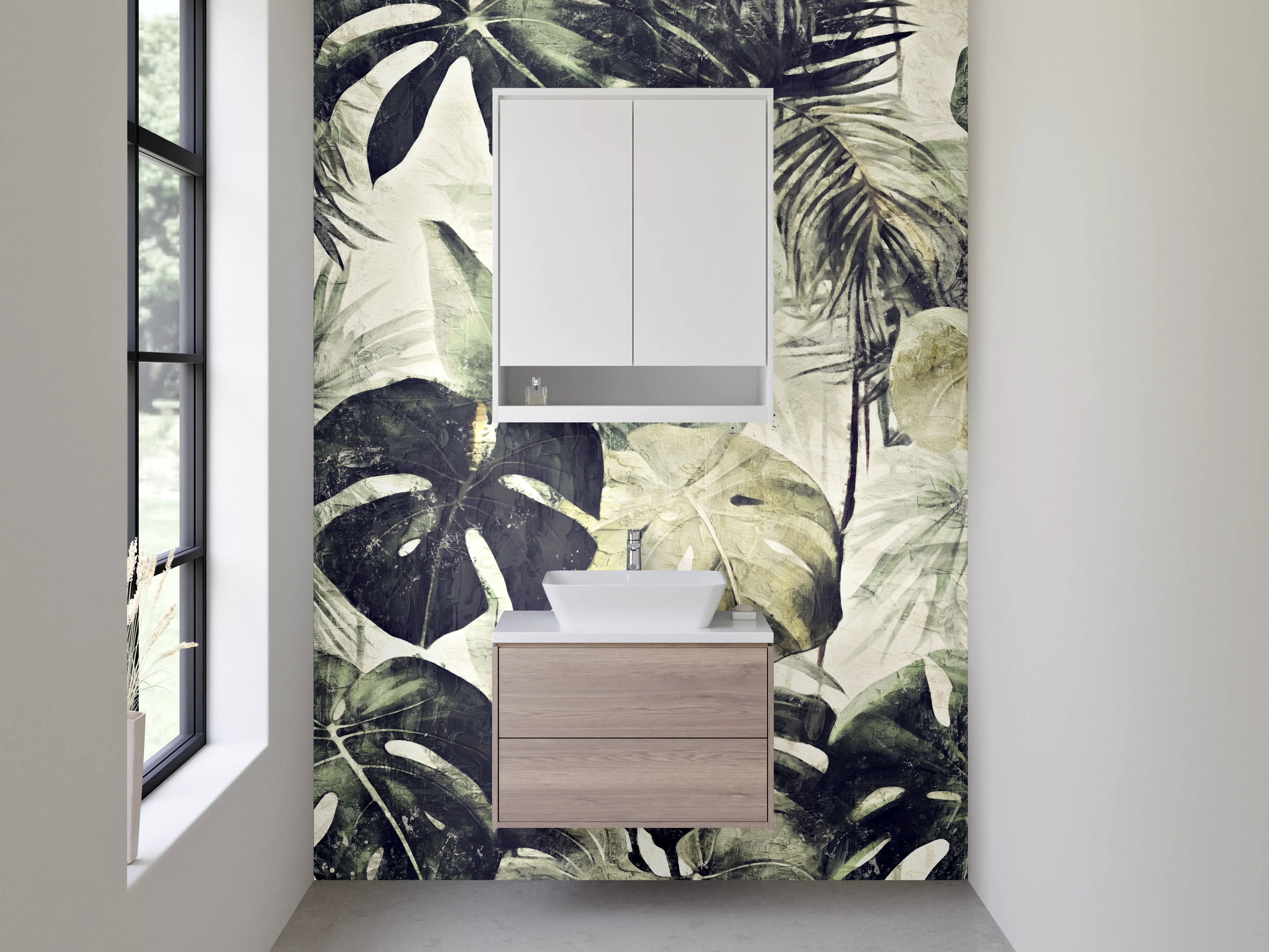 Waschbecken-Rückwand - Dschungel Blätter Aquarell Grün