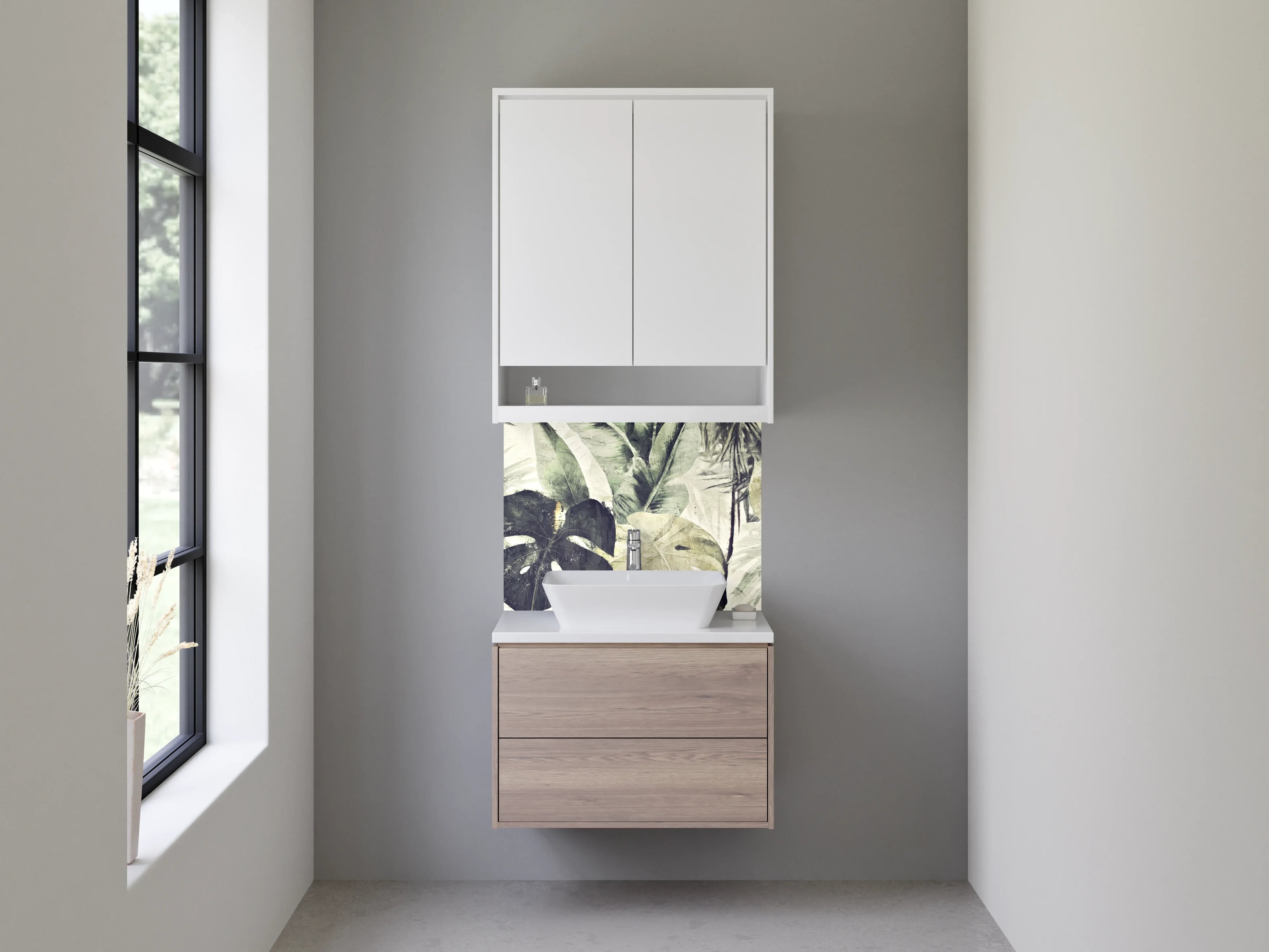 Waschbecken-Rückwand - Dschungel Blätter Aquarell Grün