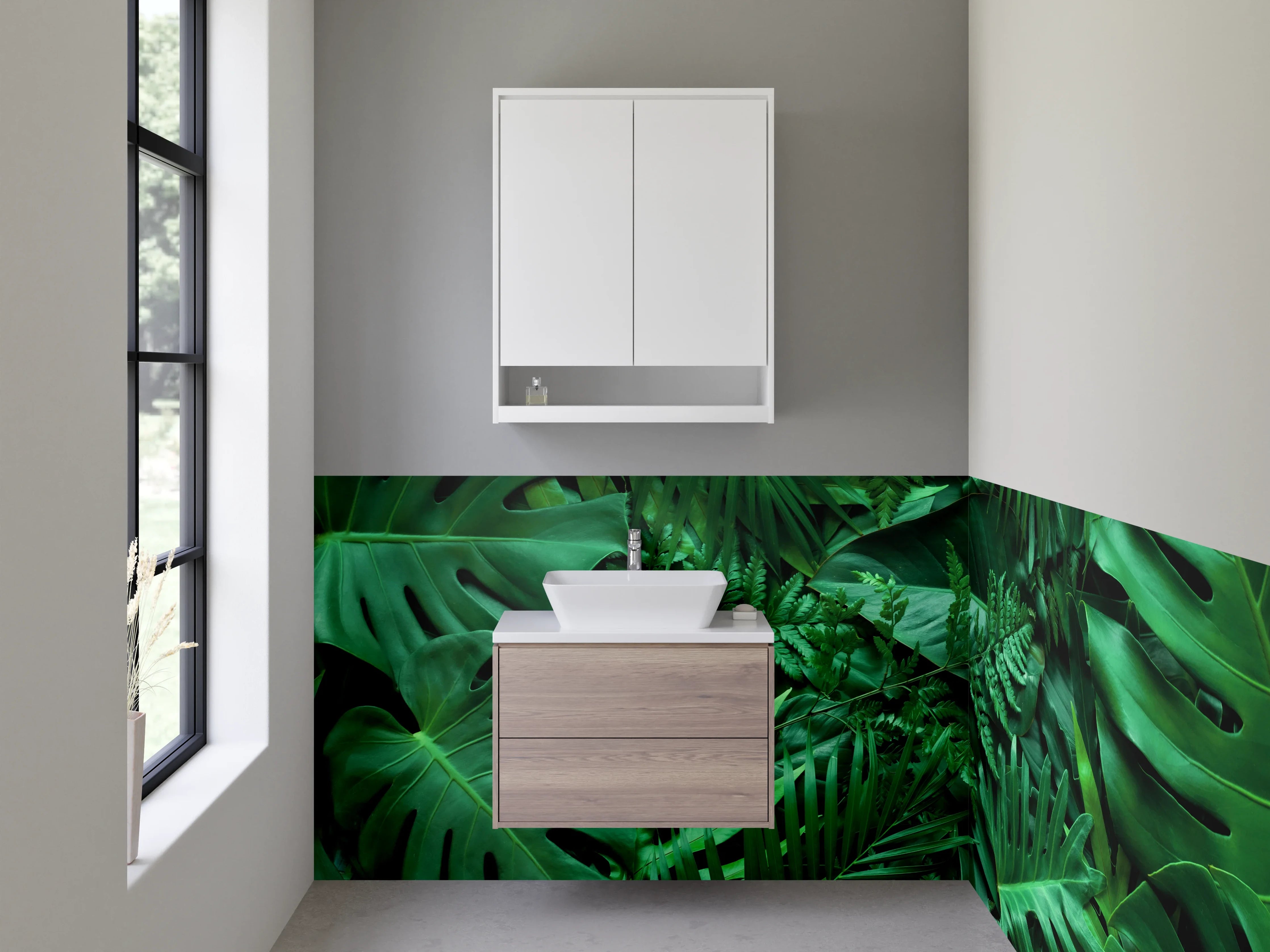 Waschbecken-Rückwand - Dschungel Blätter Naturgrün