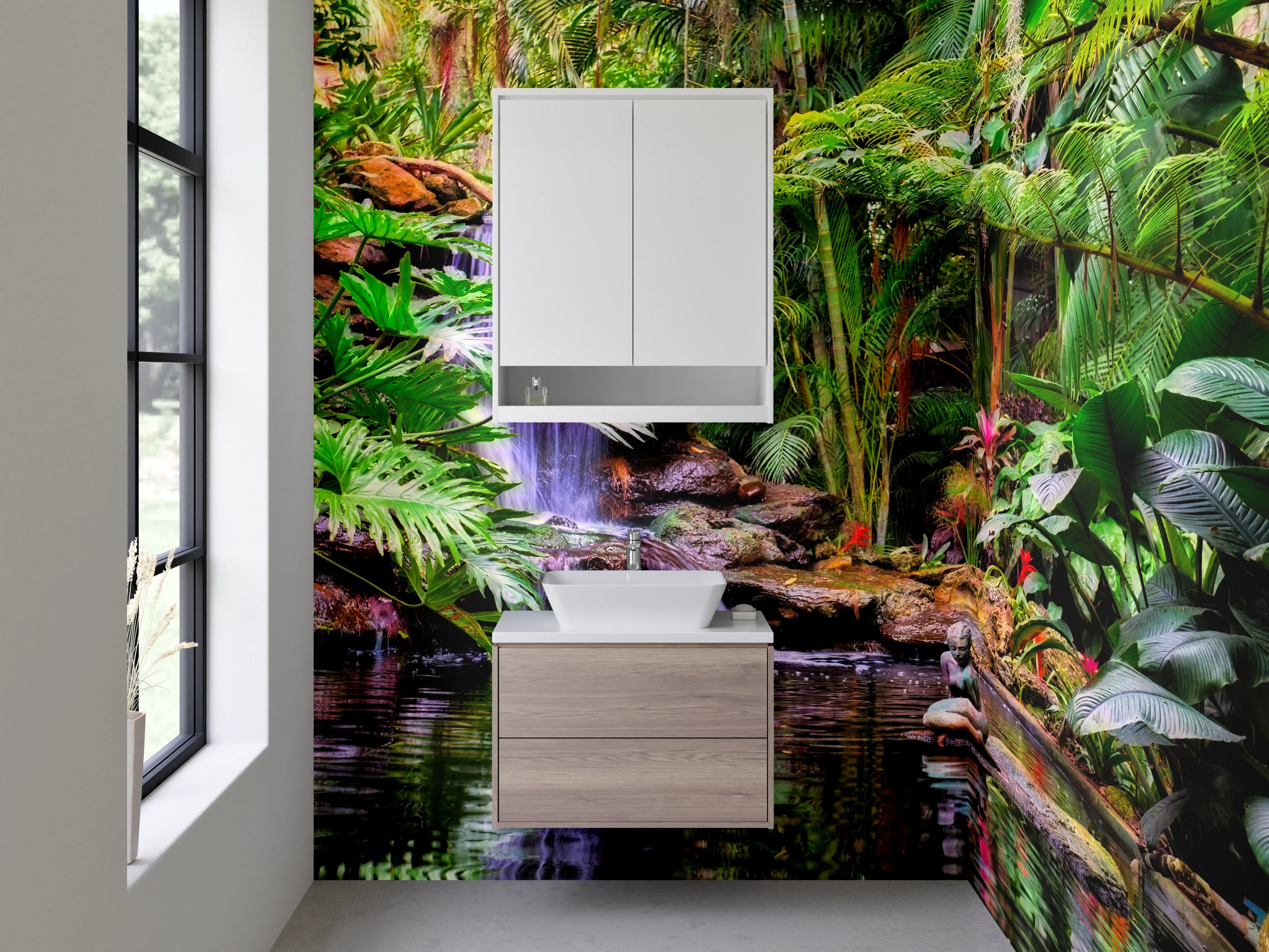 Waschbecken-Rückwand - Dschungel Wasserfall Ruhe Oase