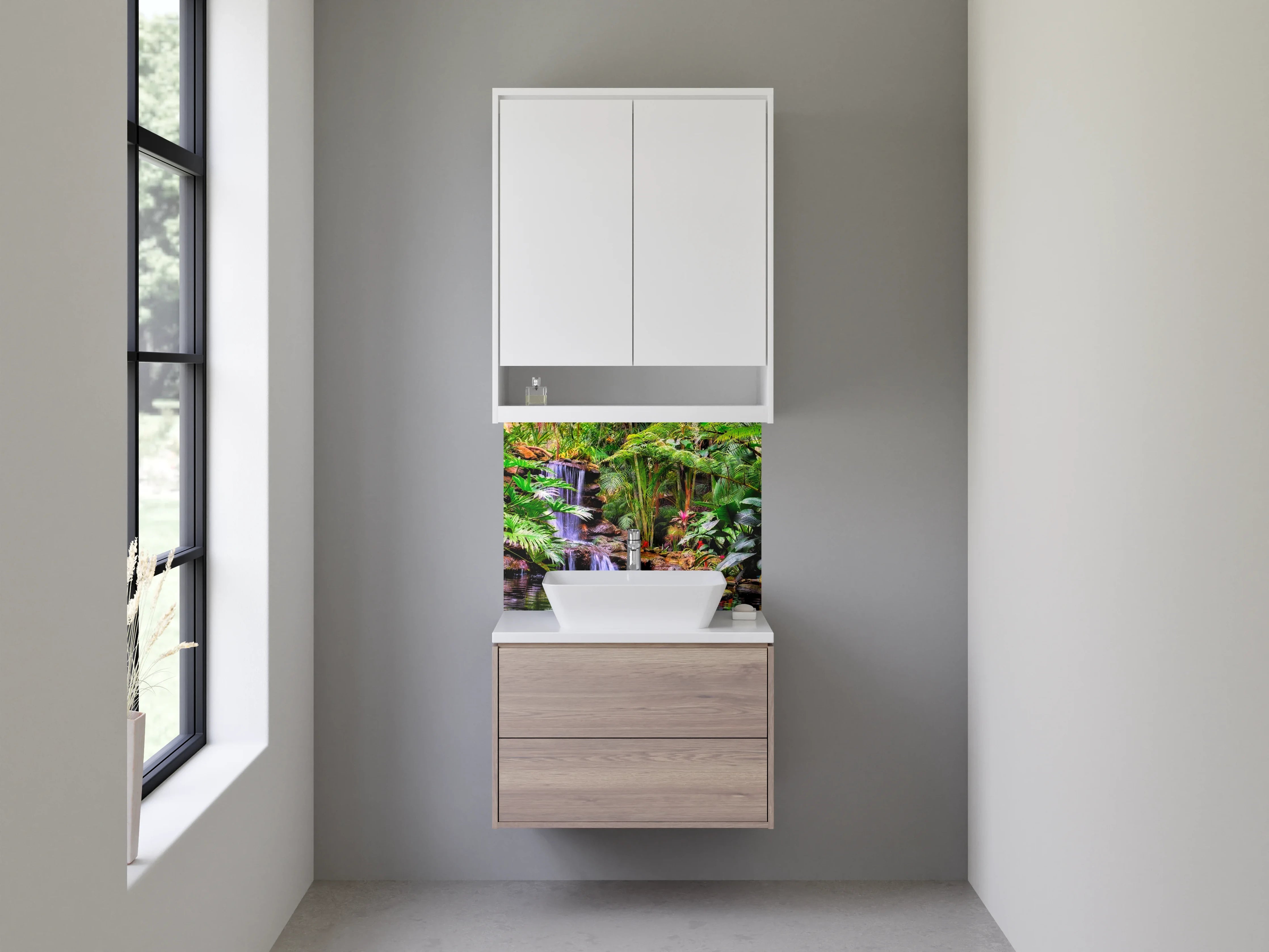 Waschbecken-Rückwand - Dschungel Wasserfall Ruhe Oase