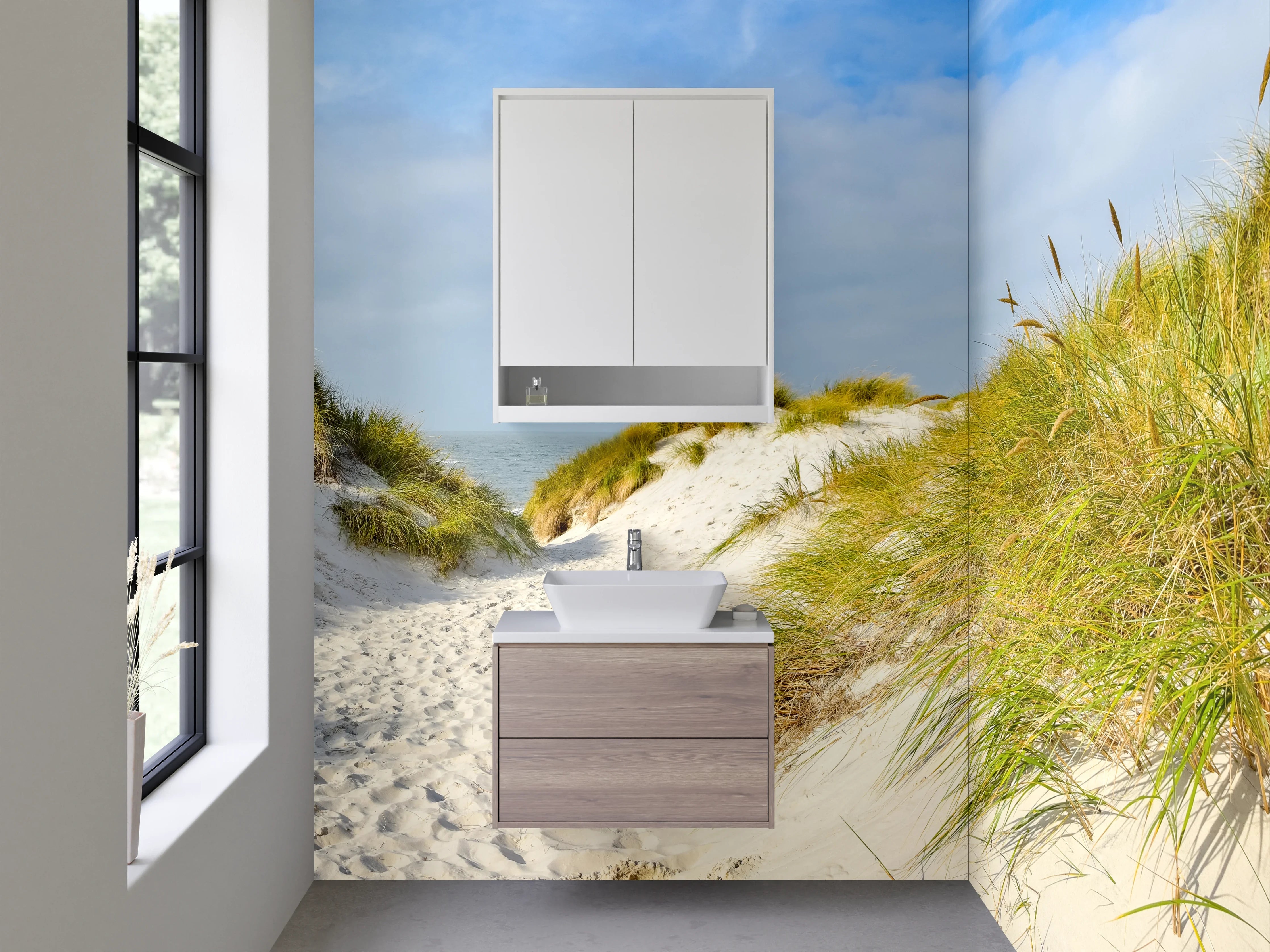 Waschbecken-Rückwand - Dünenpfad am Sandstrand Panorama