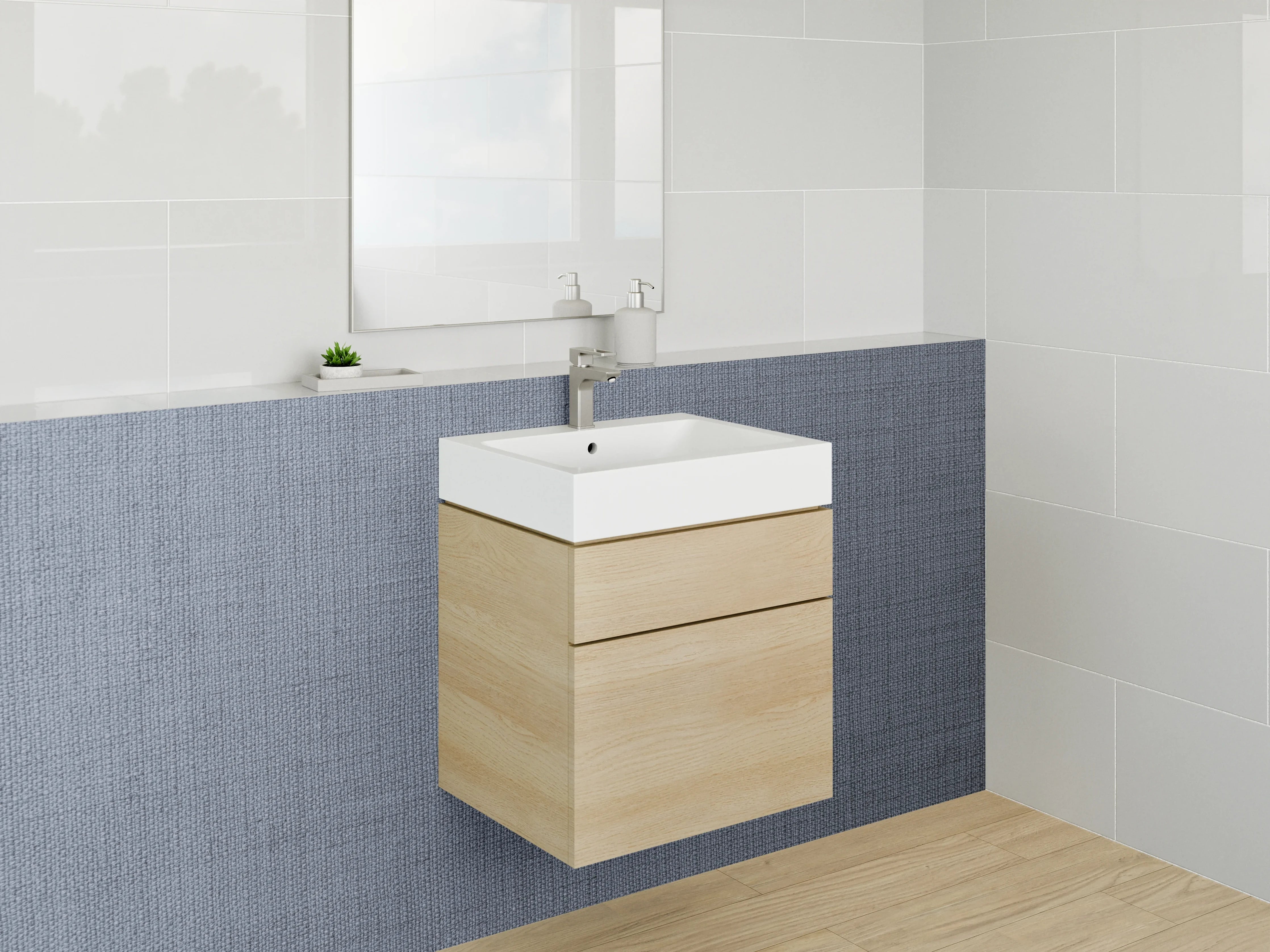 Waschbecken-Rückwand - Dunkelgrauer Stoff mit feiner Textur