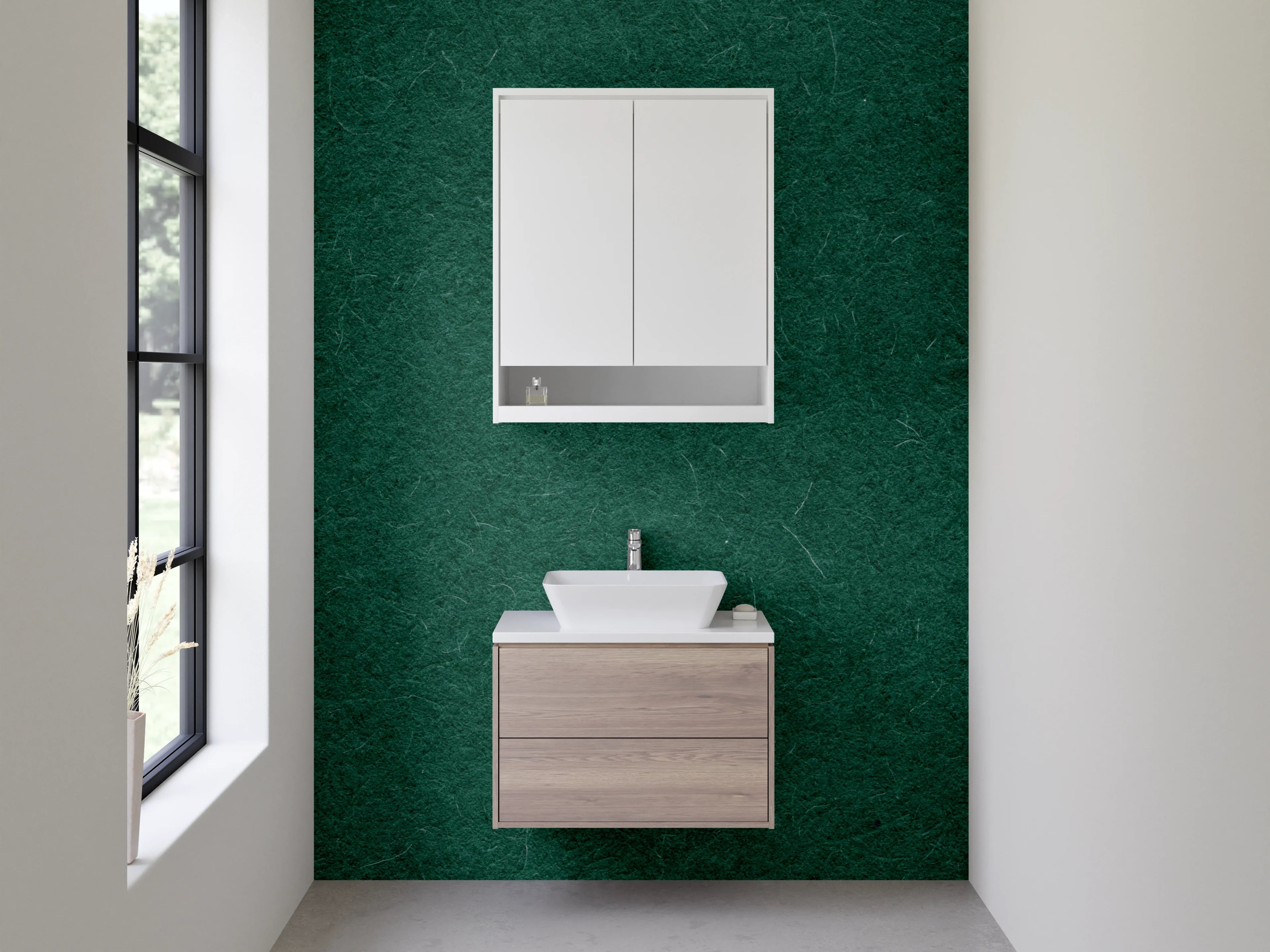 Waschbecken-Rückwand - Dunkelgrün Uni-Design für Bad & Küche