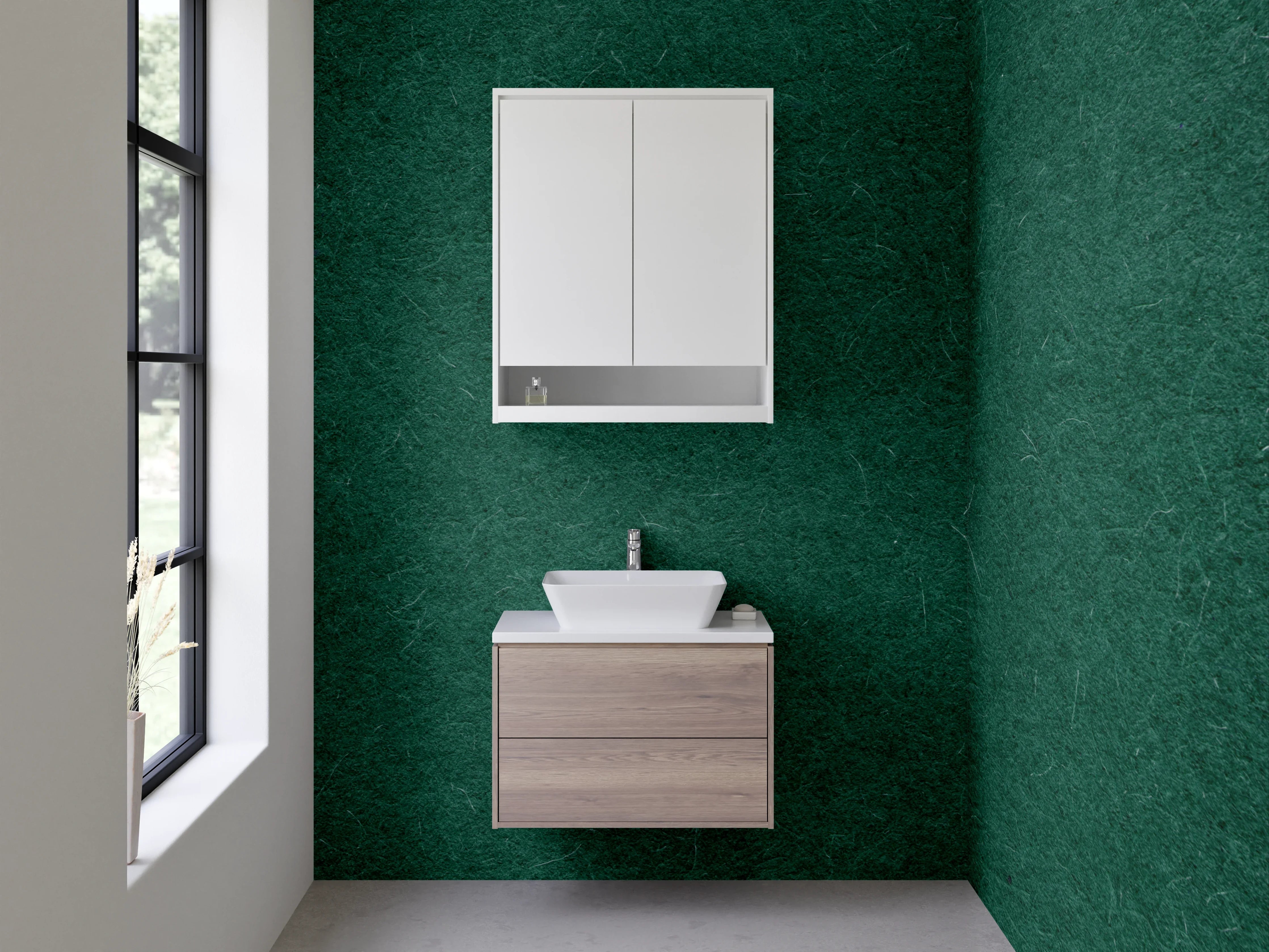 Waschbecken-Rückwand - Dunkelgrün Uni-Design für Bad & Küche