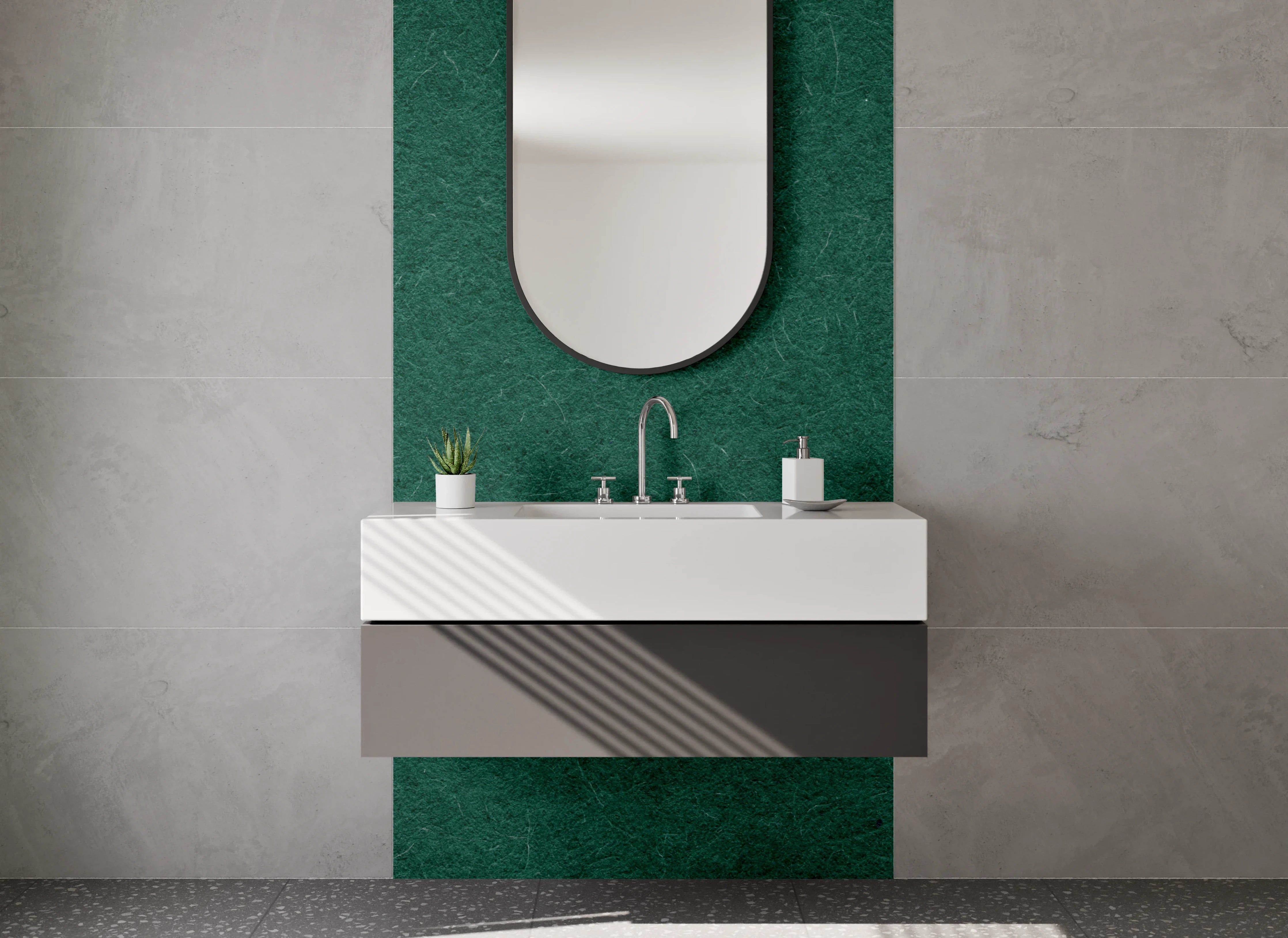 Waschbecken-Rückwand - Dunkelgrün Uni-Design für Bad & Küche