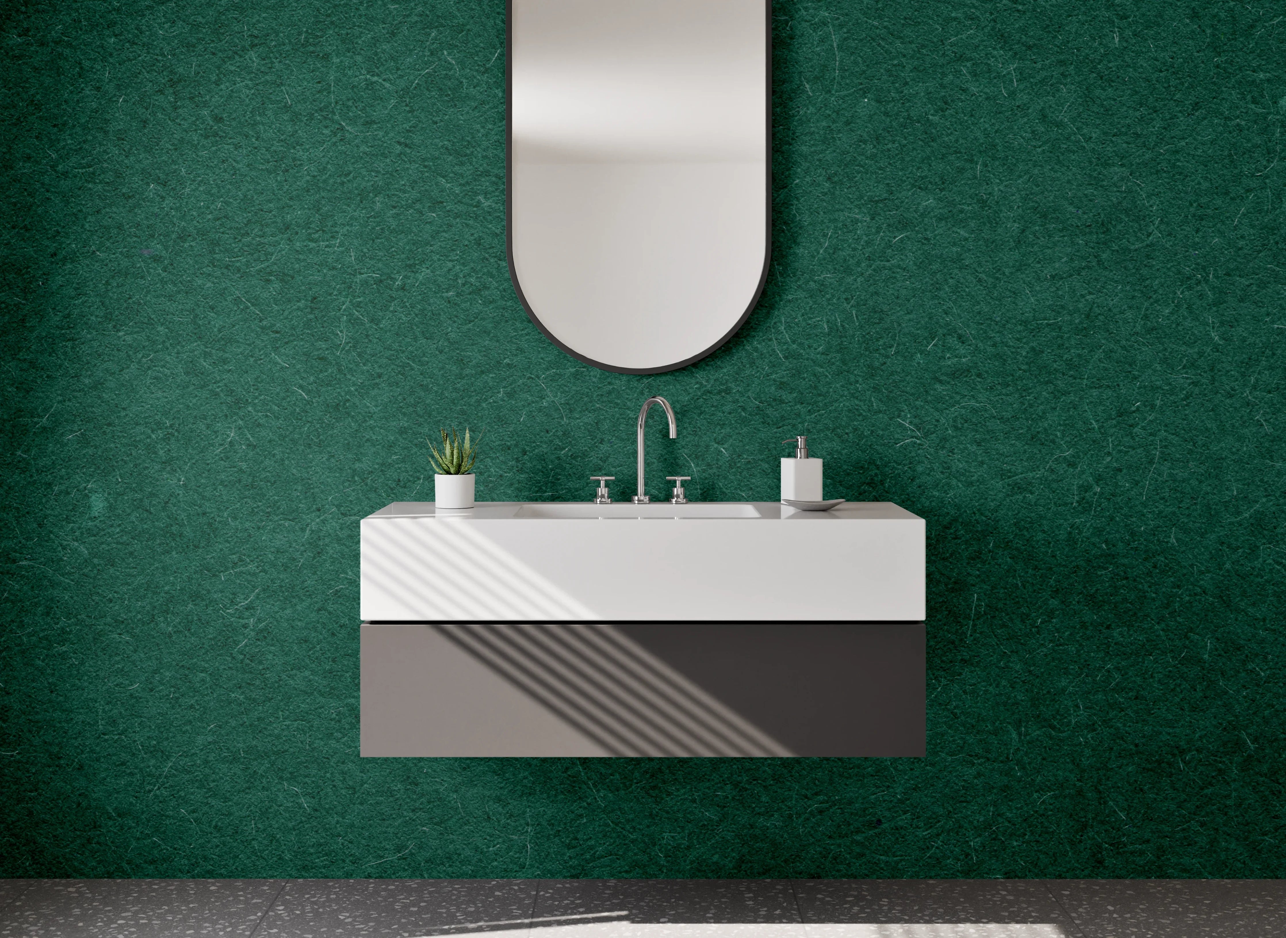 Waschbecken-Rückwand - Dunkelgrün Uni-Design für Bad & Küche