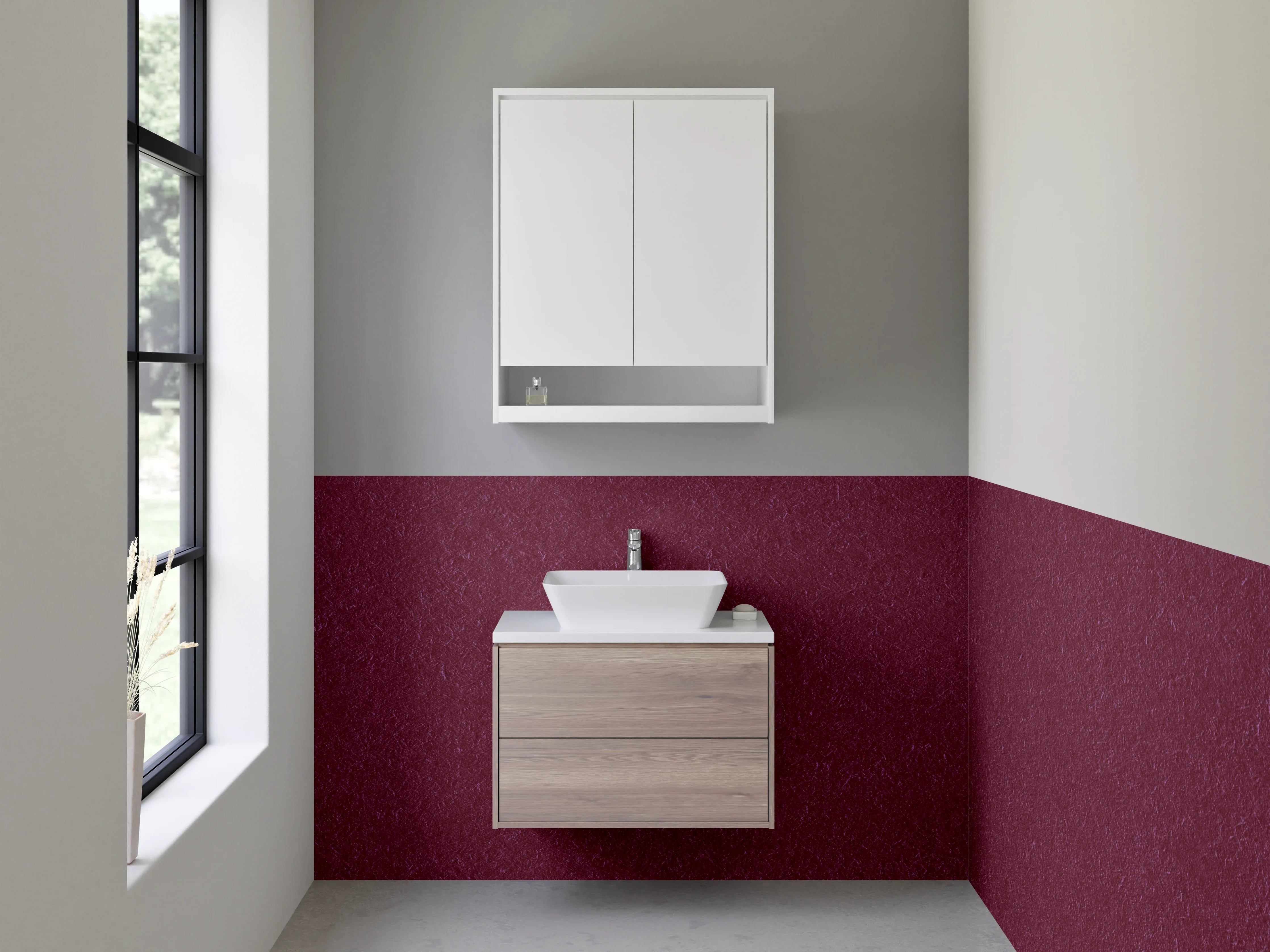 Waschbecken-Rückwand - Dunkelrot Uni-Optik Küchenrückwand