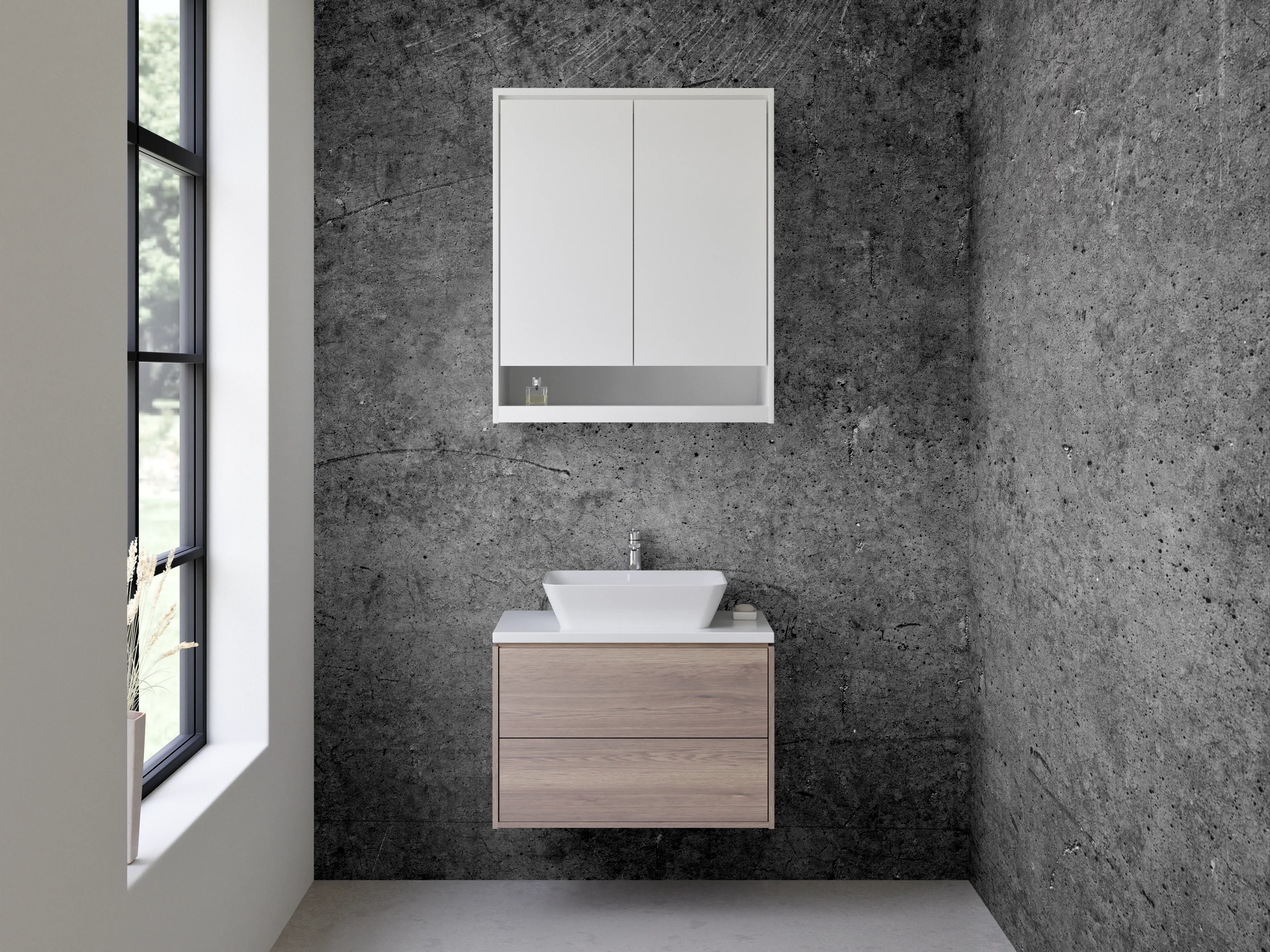 Waschbecken-Rückwand - Dunkle Betonoptik für moderne Räume