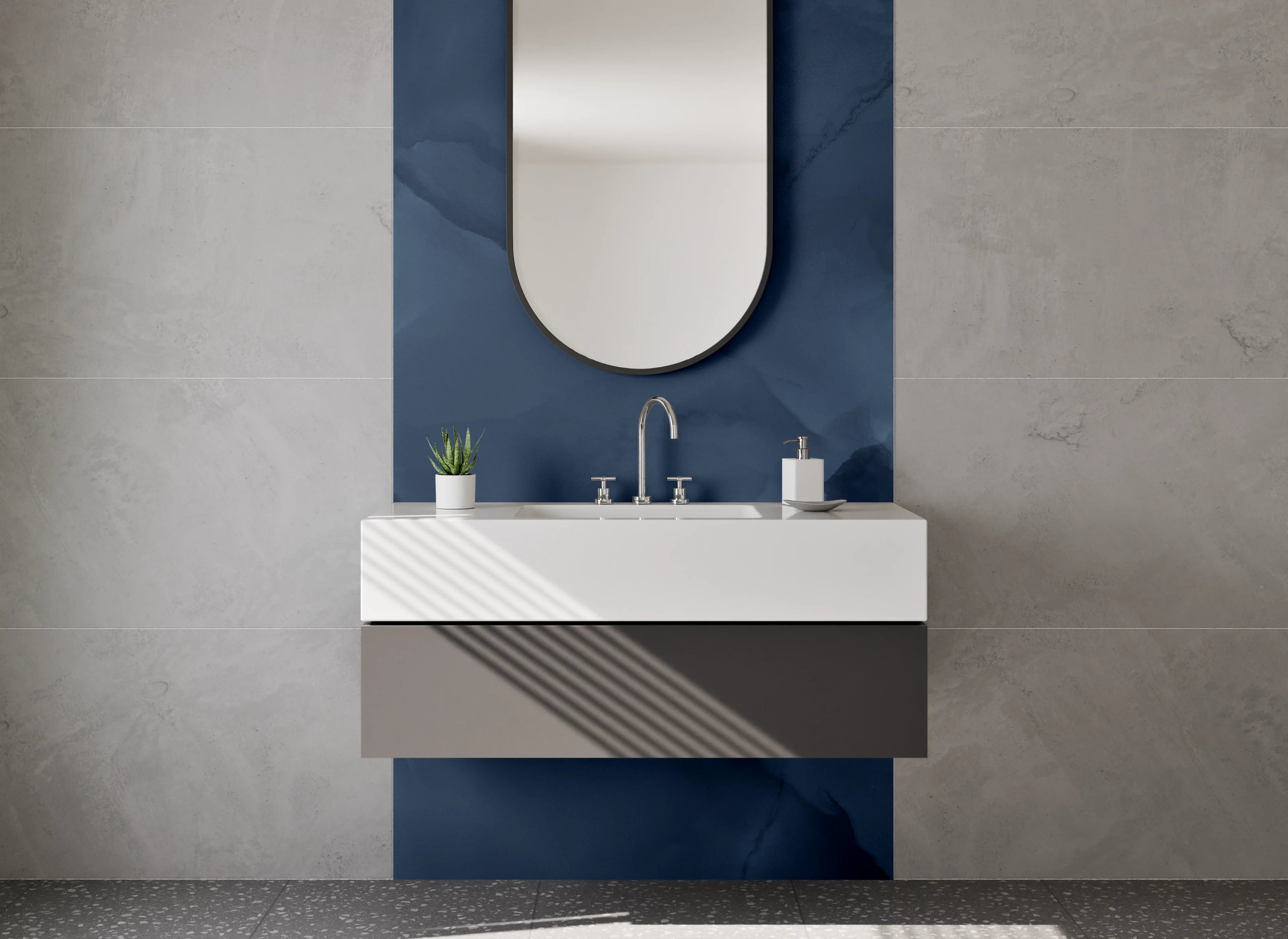 Waschbecken-Rückwand - Dunkle Blaue Marmor-Textur