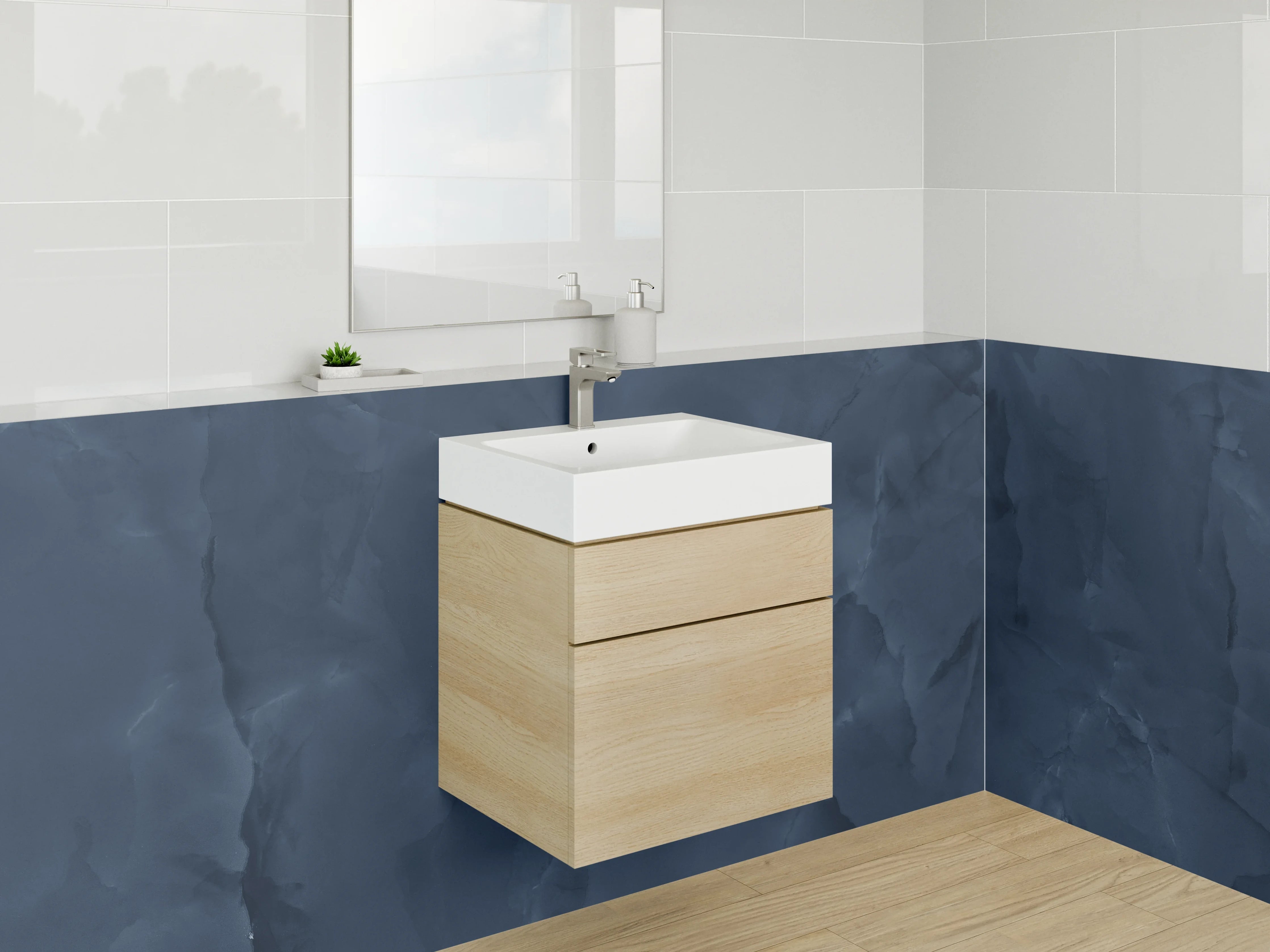 Waschbecken-Rückwand - Dunkle Blaue Marmor-Textur